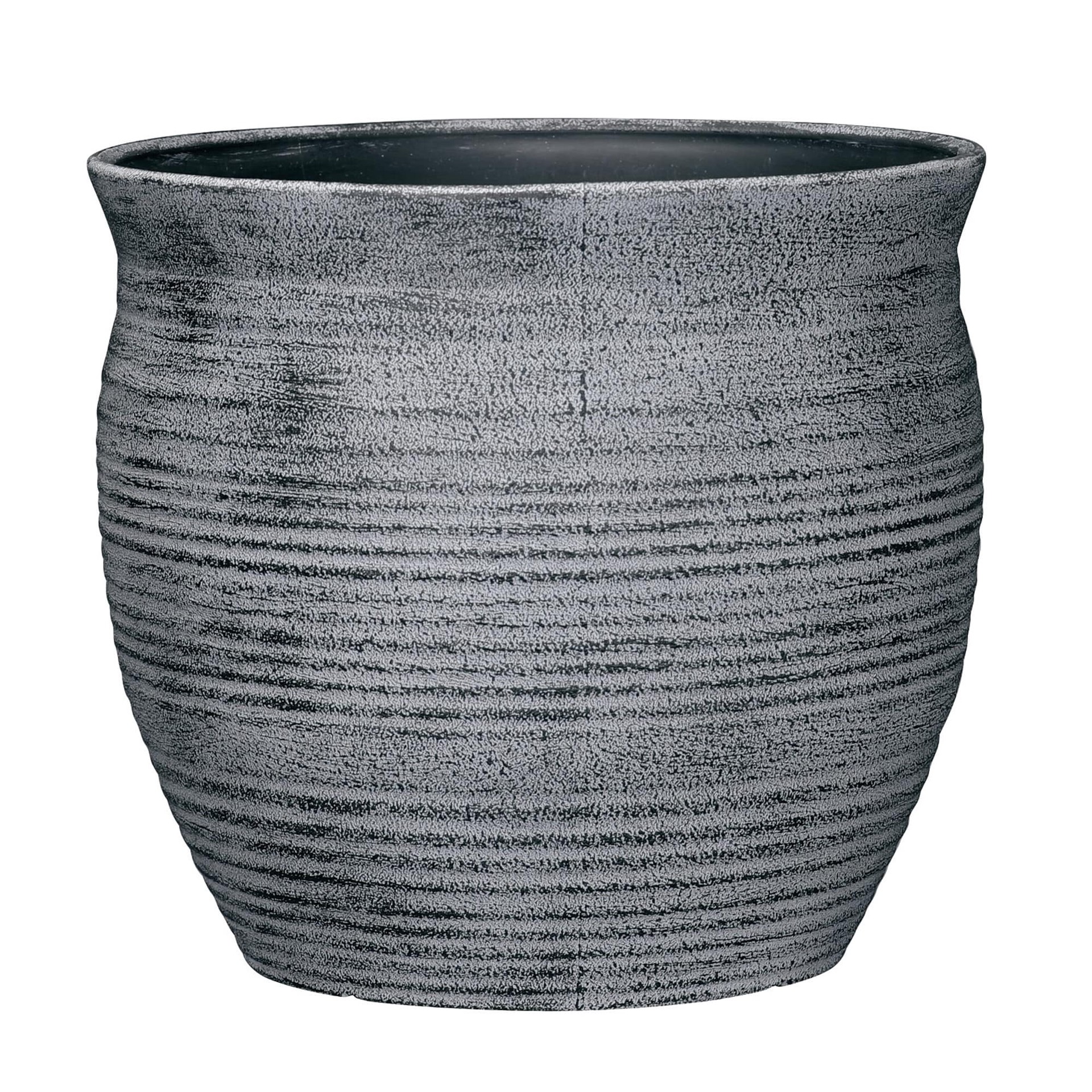 slide 1 of 6, allen + roth Round 12.05-in W x 12.05-in L Black Recycled plastic Indoor/Outdoor Planter, 1 ct