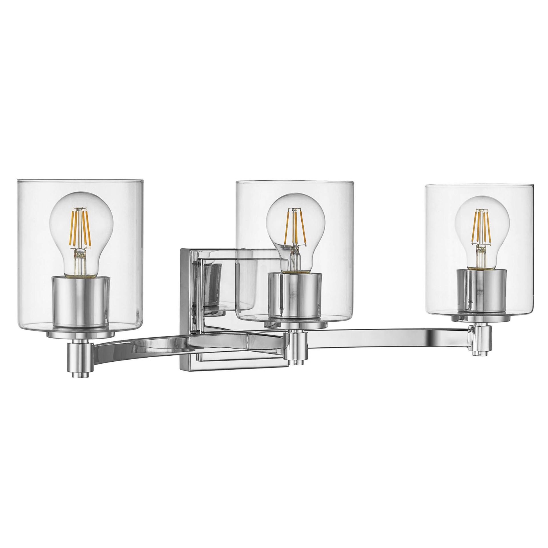 slide 4 of 6, allen + roth Benton 24-in 3 -Light Polished Chrome Transitional Vanity light, 1 ct