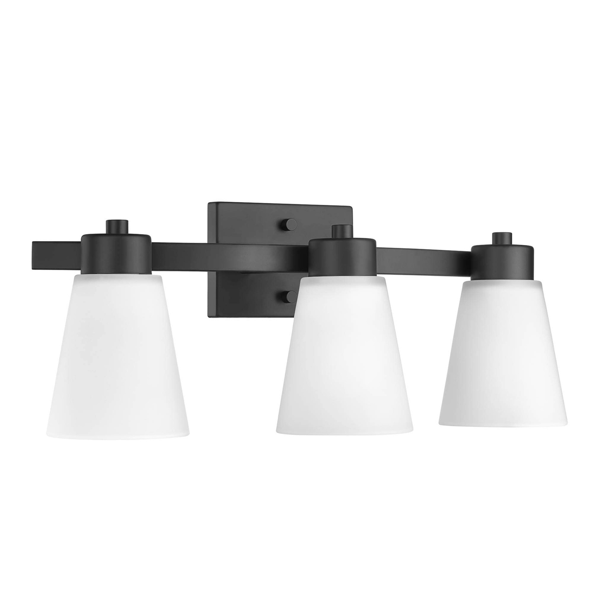 slide 4 of 6, allen + roth Fairendale 21.75-in 3 -Light Matte Black Transitional Vanity light, 1 ct