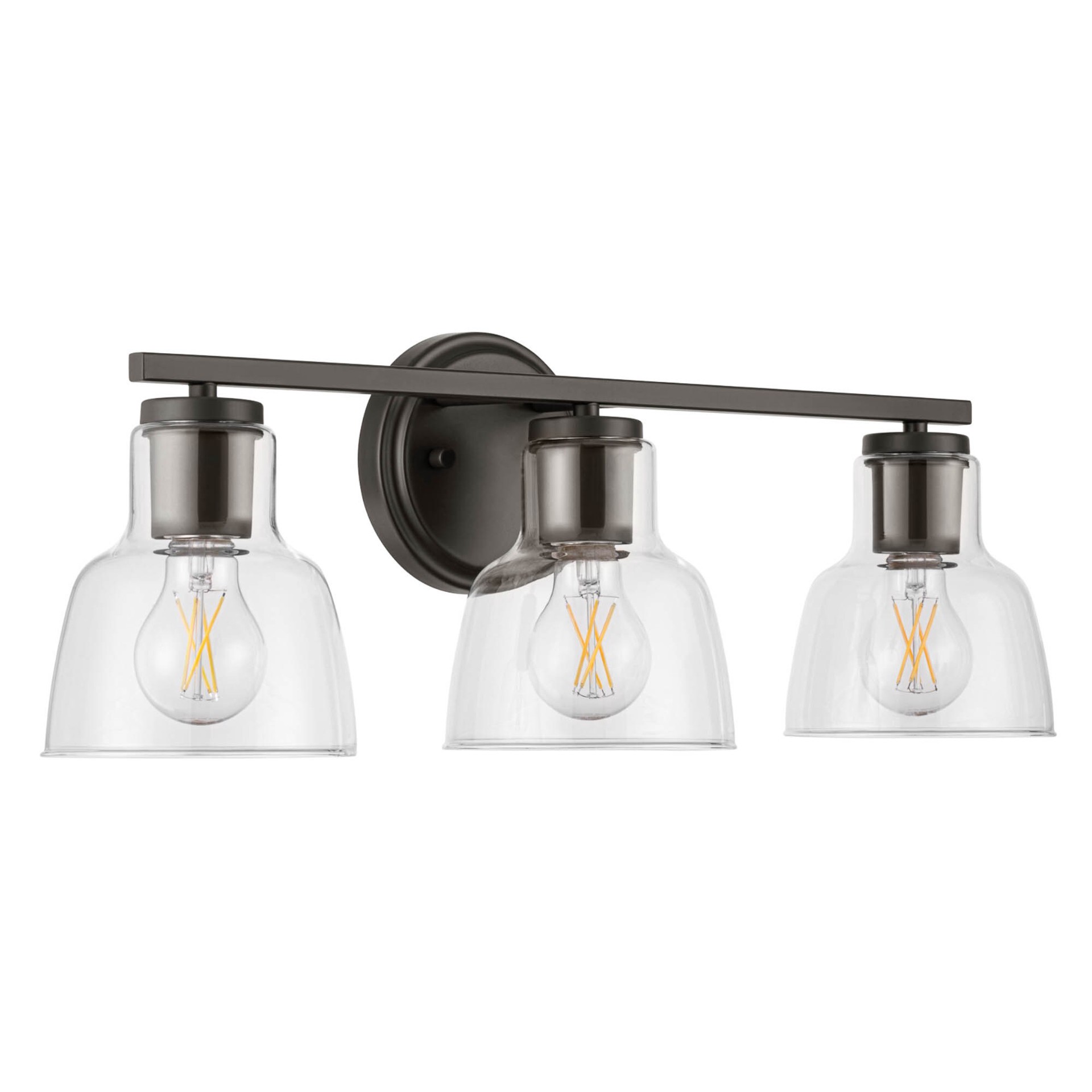 slide 4 of 6, allen + roth Irvine 23-in 3 -Light Matte Bronze Transitional Vanity light, 1 ct