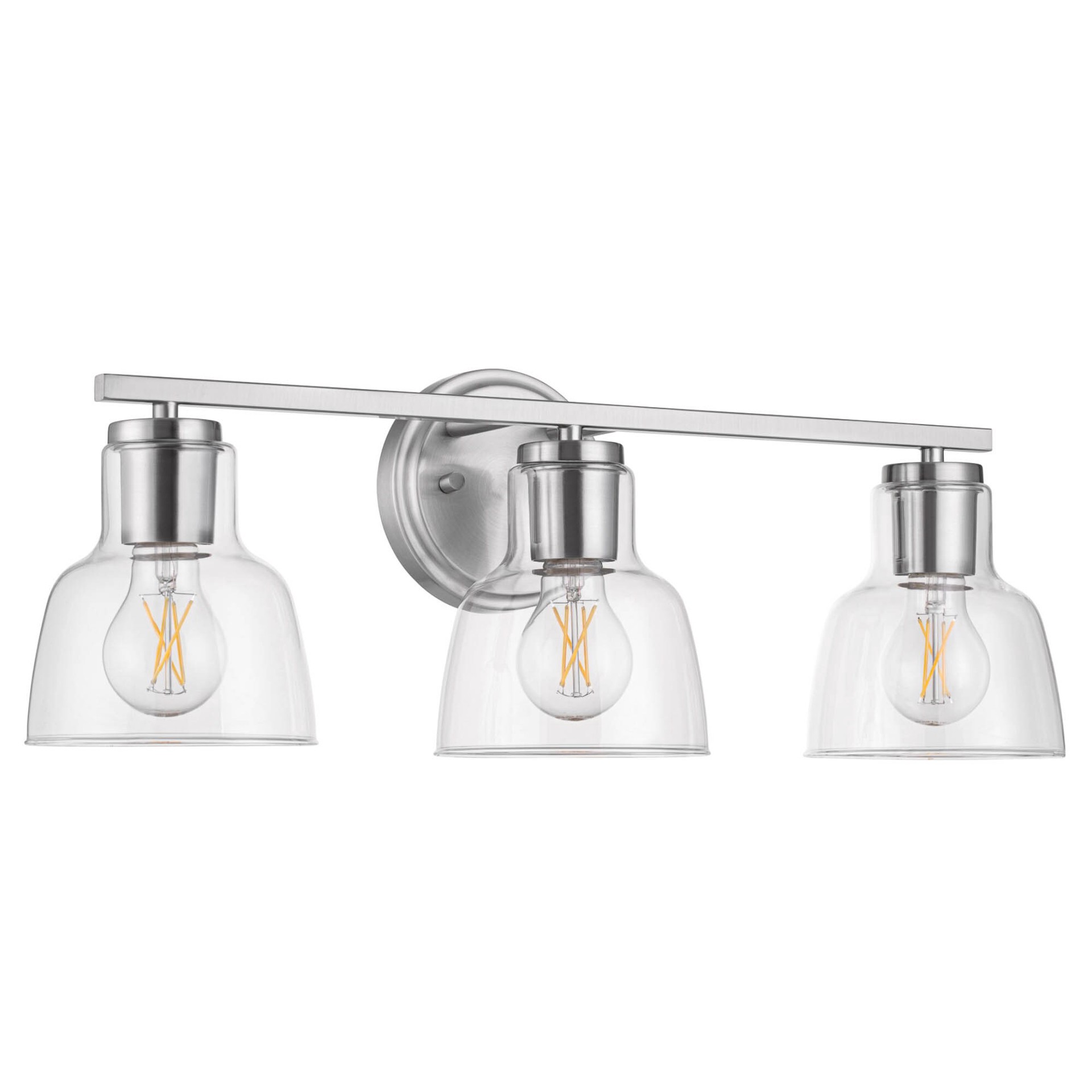 slide 4 of 6, allen + roth Irvine 23-in 3 -Light Brushed Nickel Transitional Vanity light, 1 ct