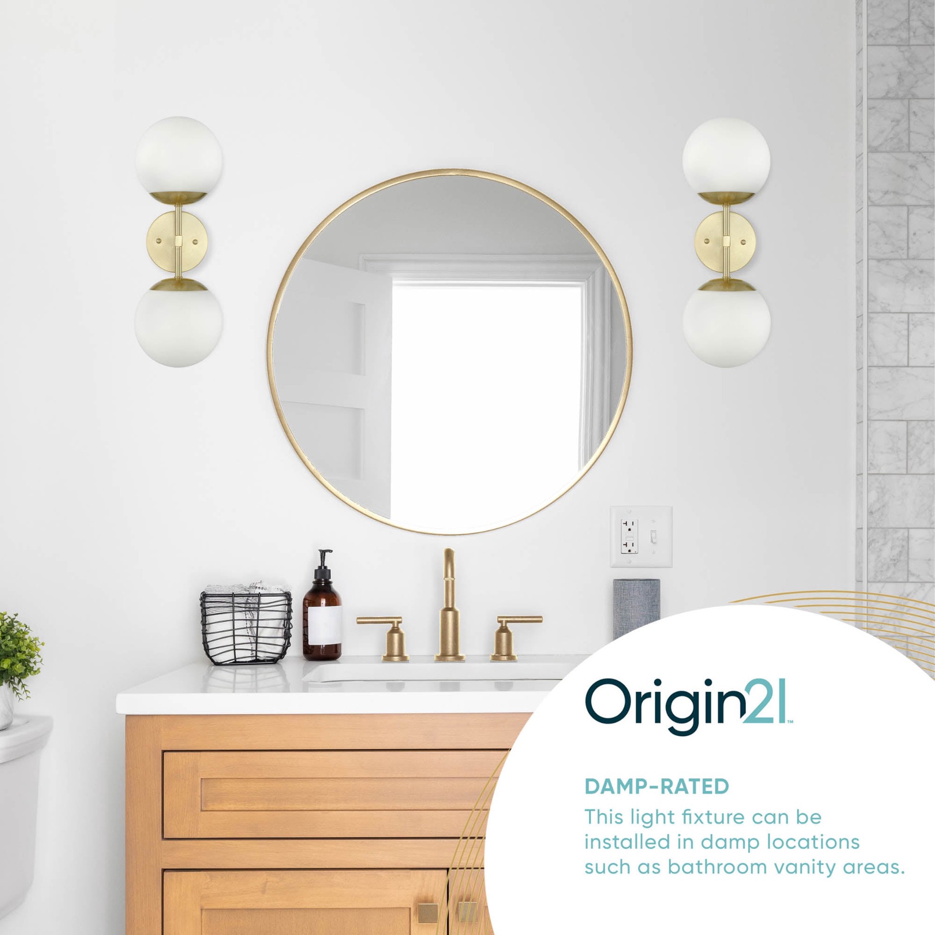 slide 6 of 6, Origin 21 Tupelo 5.88-in 2 Light Brushed Gold Modern/contemporary Bathroom Vanity light, 1 ct