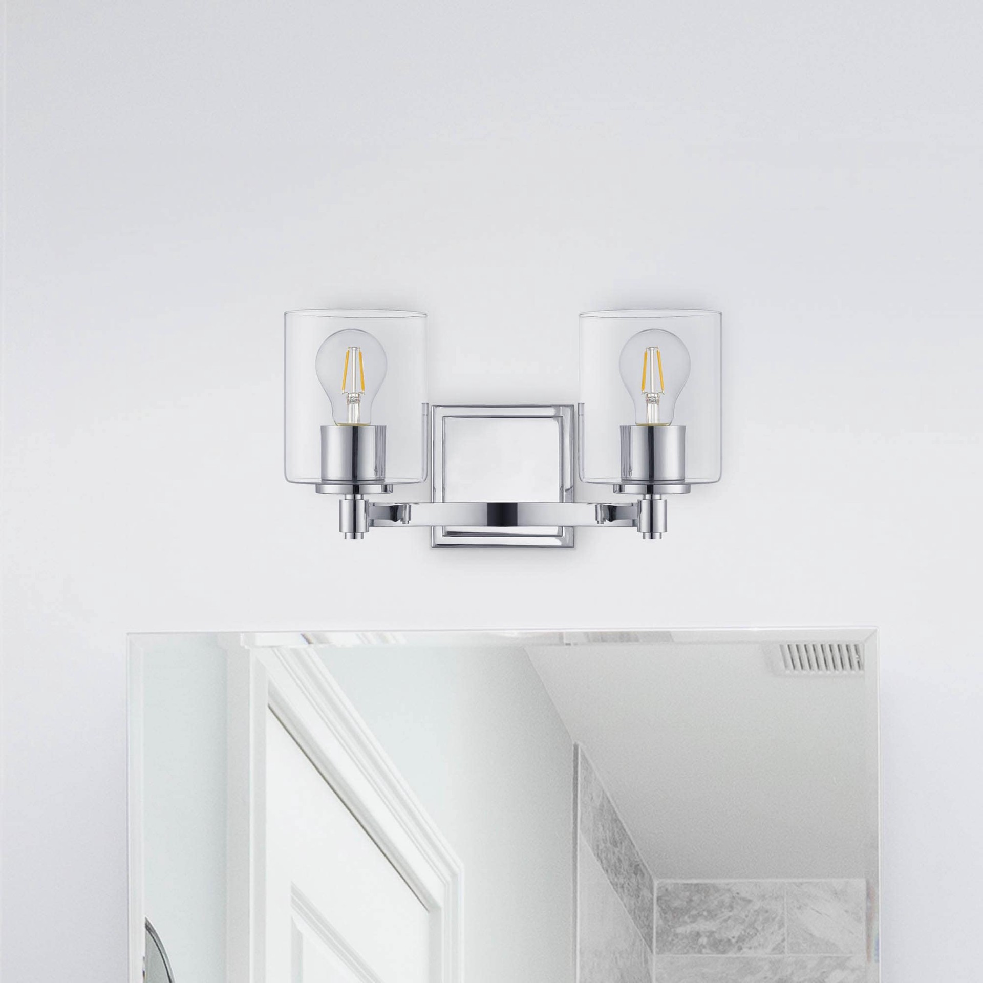 slide 1 of 6, allen + roth Benton 14.37-in 2 -Light Polished Chrome Transitional Vanity light, 1 ct