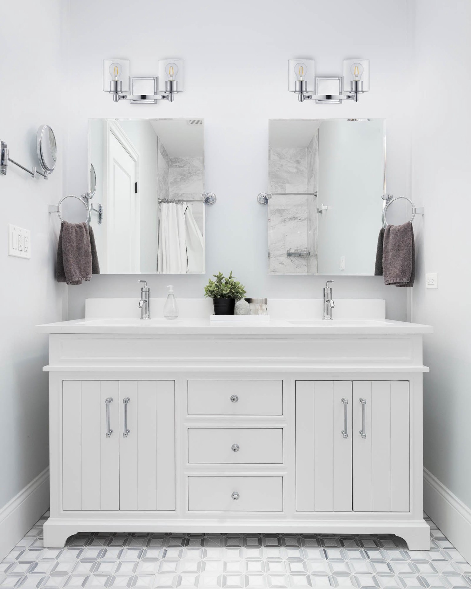 slide 6 of 6, allen + roth Benton 14.37-in 2 -Light Polished Chrome Transitional Vanity light, 1 ct