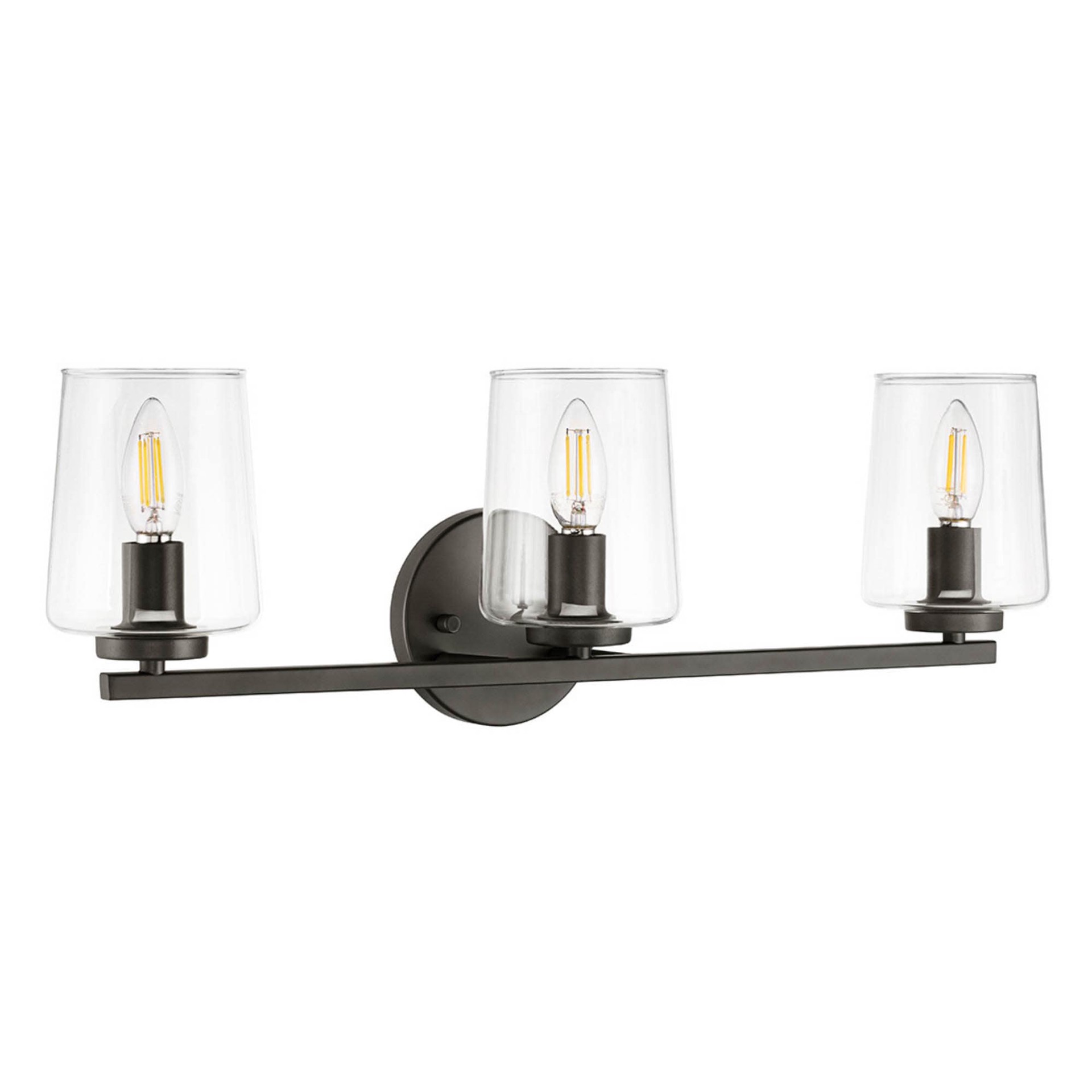 slide 4 of 6, allen + roth Greeley 23-in 3 -Light Matte Bronze Traditional Vanity light, 1 ct