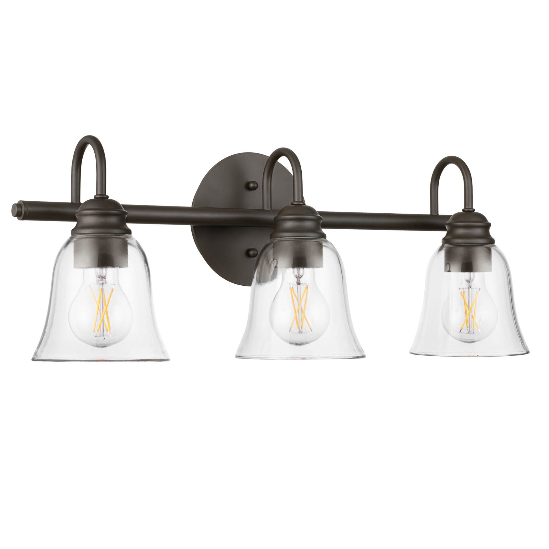 slide 4 of 6, allen + roth Bartow 22-in 3 -Light Matte Bronze Traditional Vanity light, 1 ct