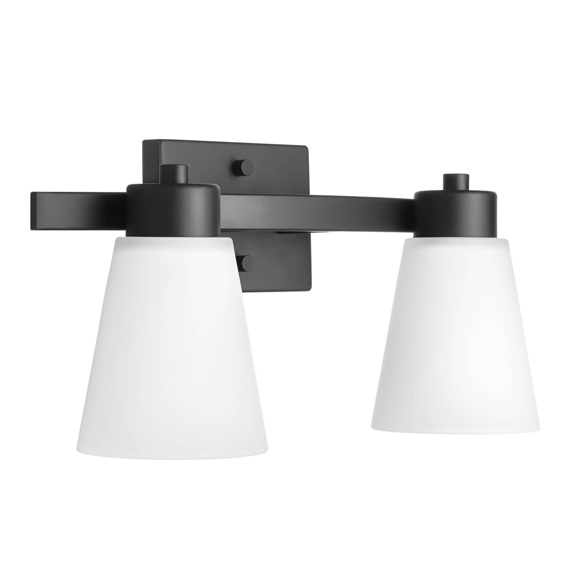 slide 3 of 6, allen + roth Fairendale 16.87-in 2 -Light Matte Black Transitional Vanity light, 1 ct