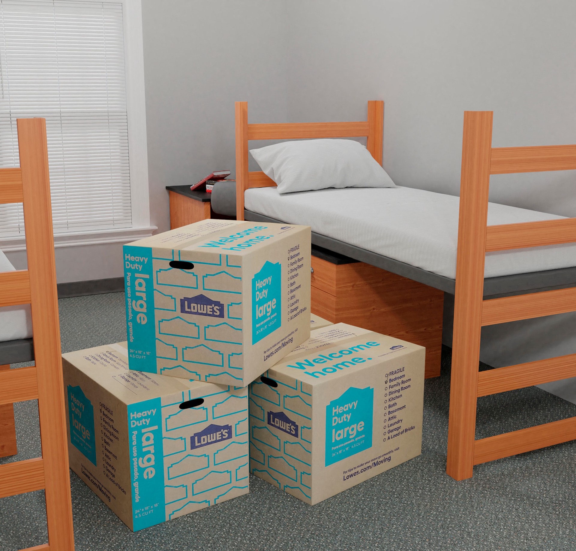 slide 5 of 6, Lowe's 24-in W x 18-in H x 18-in D Large Heavy Duty Cardboard Moving Box with Handle Holes, 1 ct