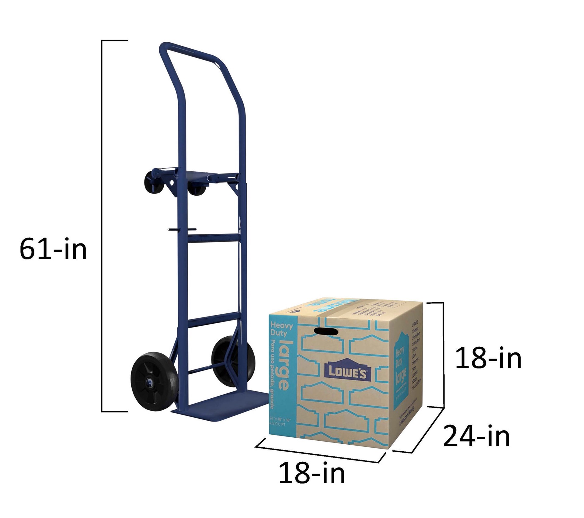 slide 6 of 6, Lowe's 24-in W x 18-in H x 18-in D Large Heavy Duty Cardboard Moving Box with Handle Holes, 1 ct