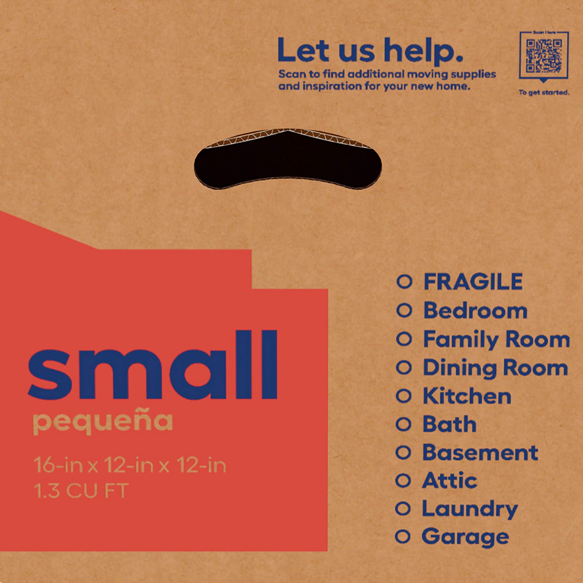 slide 2 of 6, Lowe's 16-in W x 12-in H x 12-in D Classic Small Cardboard Moving Box with Handle Holes, 1 ct