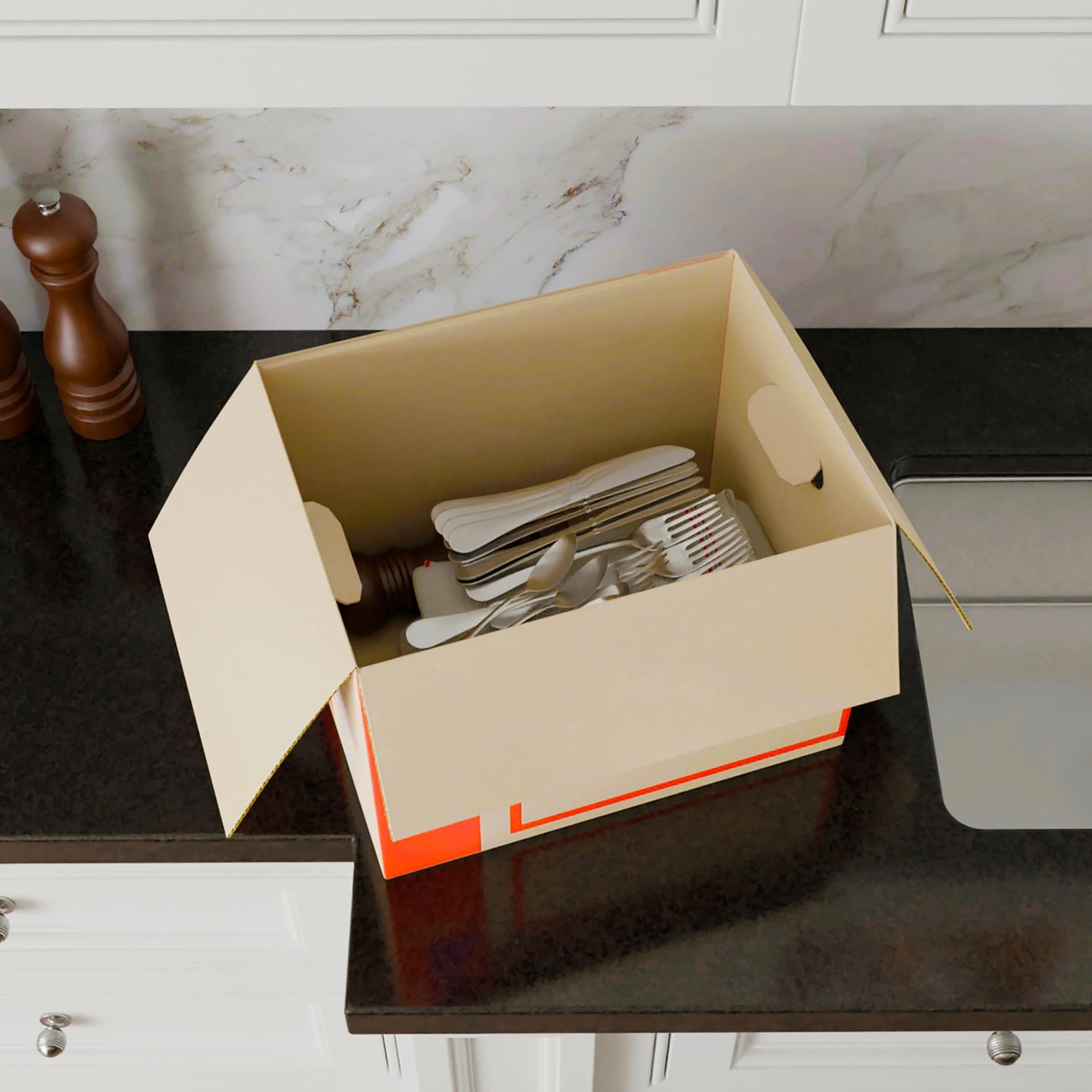 slide 4 of 6, Lowe's 16-in W x 12-in H x 12-in D Classic Small Cardboard Moving Box with Handle Holes, 1 ct