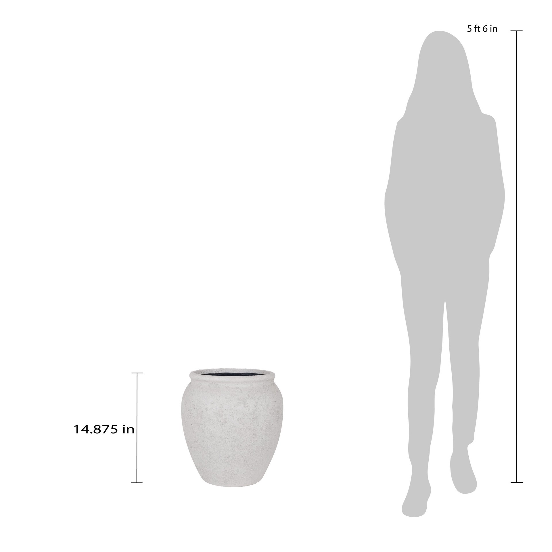 slide 4 of 5, allen + roth Round 14.13-in W x 14.13-in L White Stone Outdoor Self Watering Planter, 1 ct