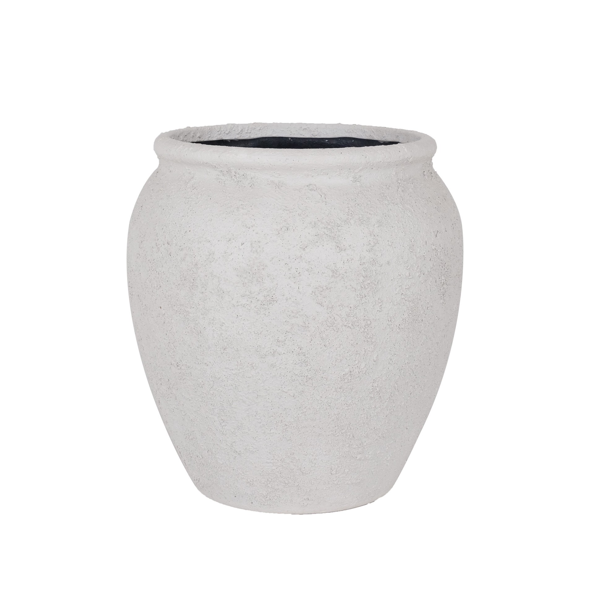 slide 1 of 5, allen + roth Round 14.13-in W x 14.13-in L White Stone Outdoor Self Watering Planter, 1 ct