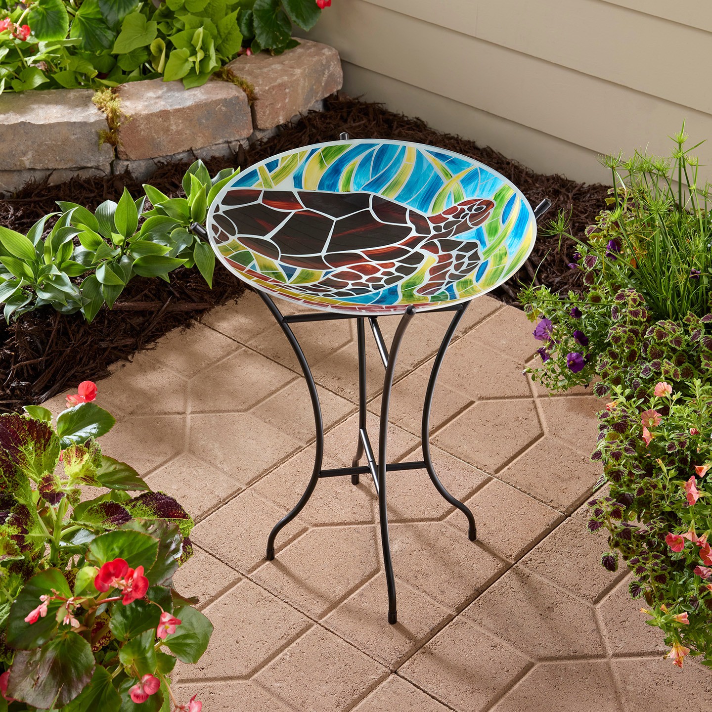 slide 2 of 4, Style Selections 22.71-in H Brown Glass Birdbath bowl, 1 ct
