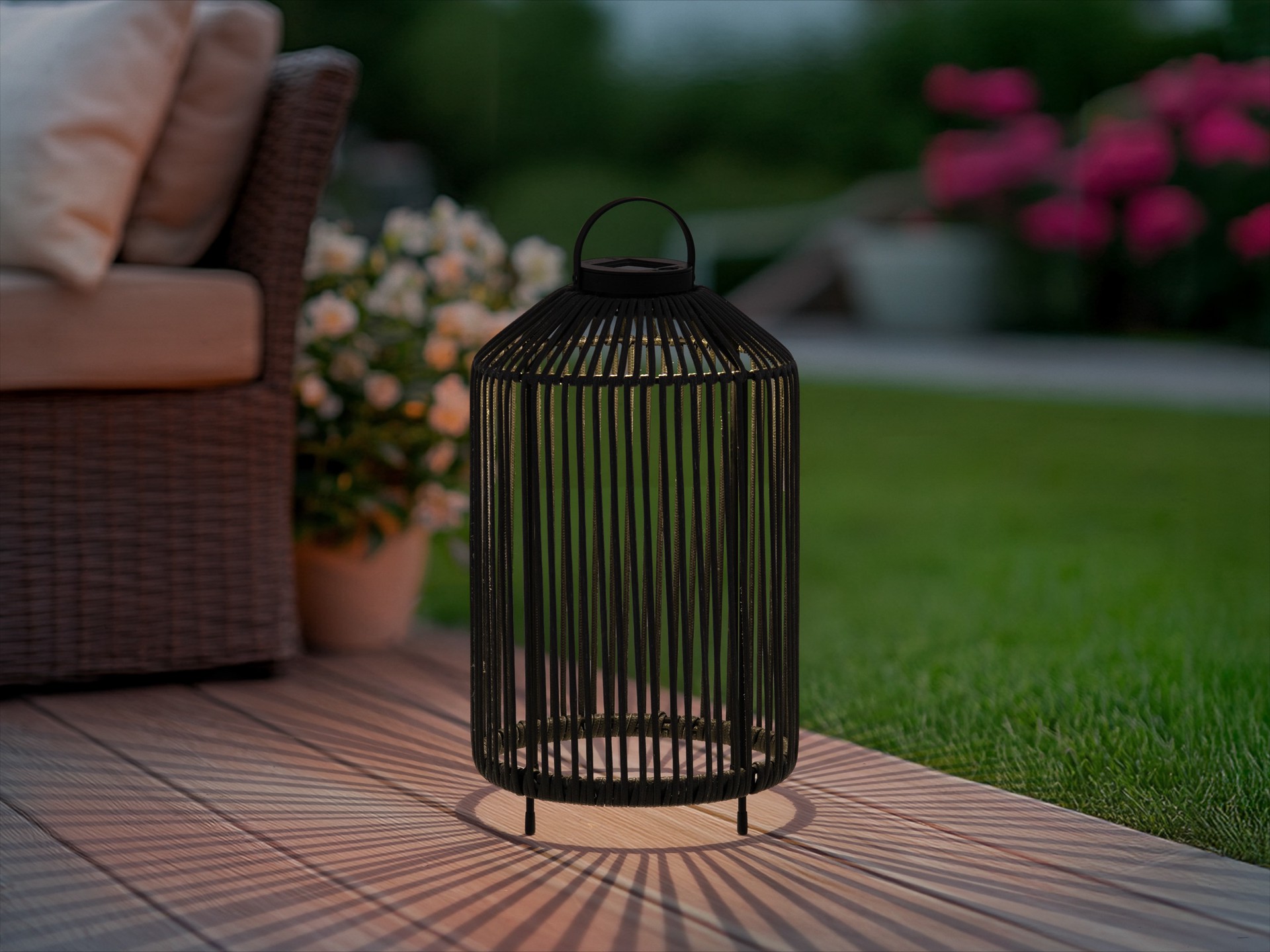 slide 5 of 5, Origin 21 28-in x 10-in Black Metal Solar Outdoor Decorative Lantern, 1 ct
