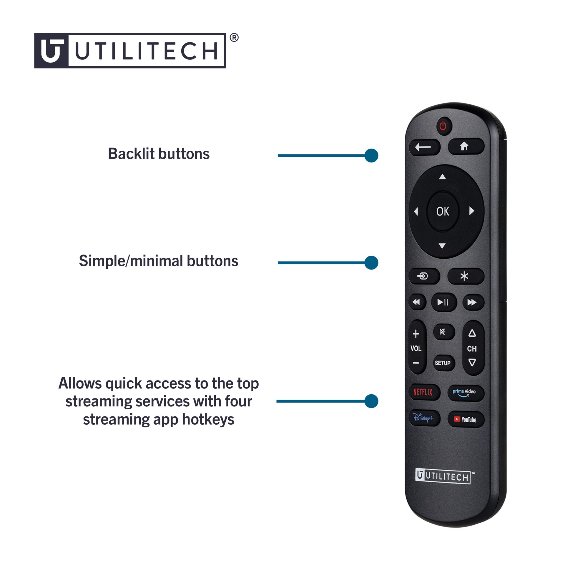 slide 3 of 6, Utilitech 1 -Device Universal Remote Control, 1 ct