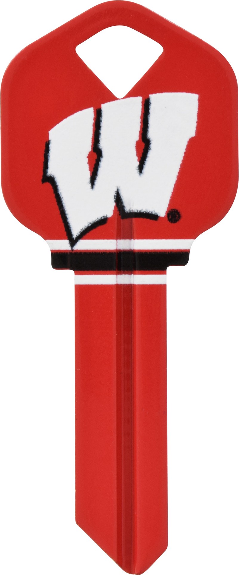 slide 1 of 2, Minute Key Wisconsin Badgers Red #66 KW1 Brass House/Entry Key Blank, 1 ct