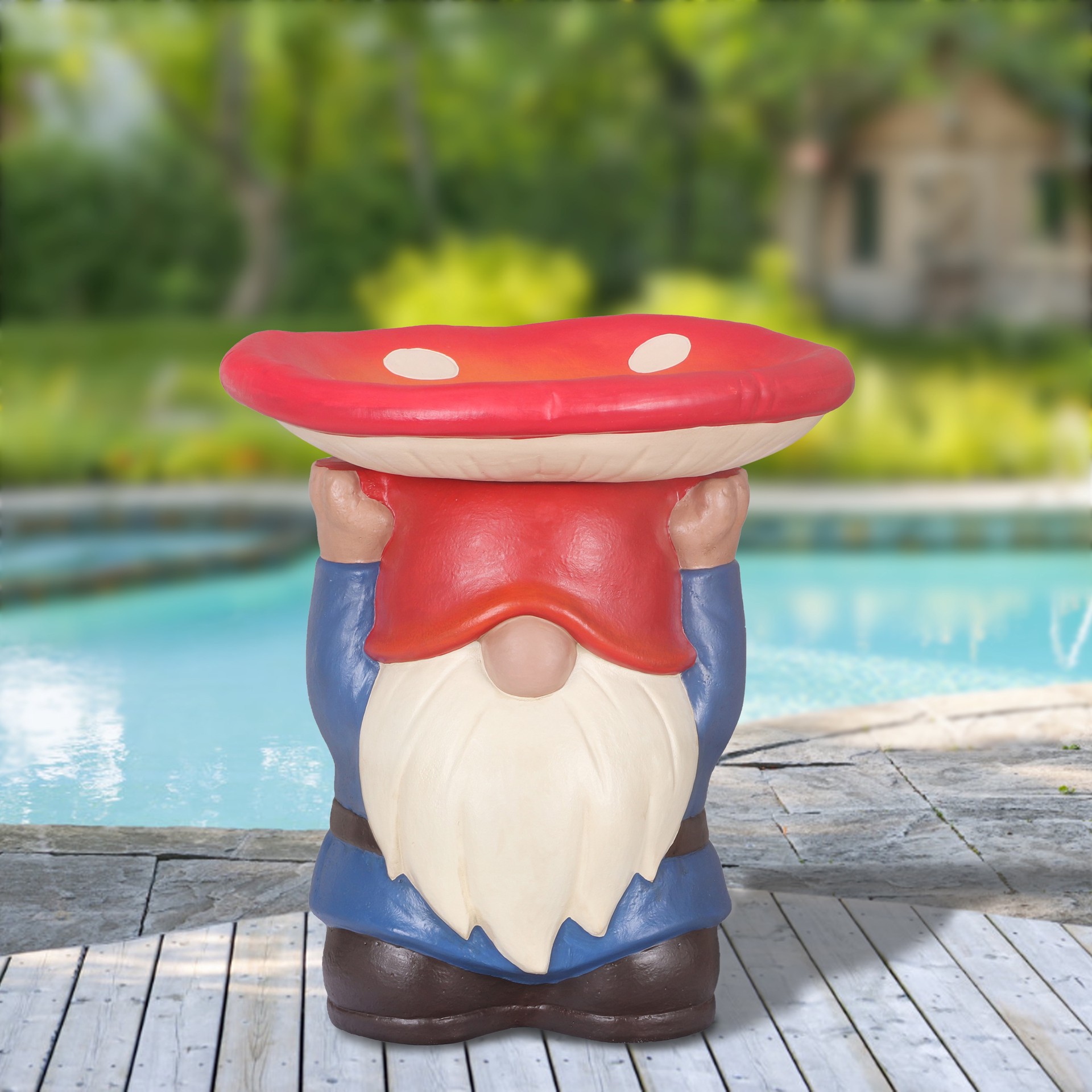 slide 2 of 6, Style Selections 16.13-in H Red Resin Complete birdbath, 1 ct