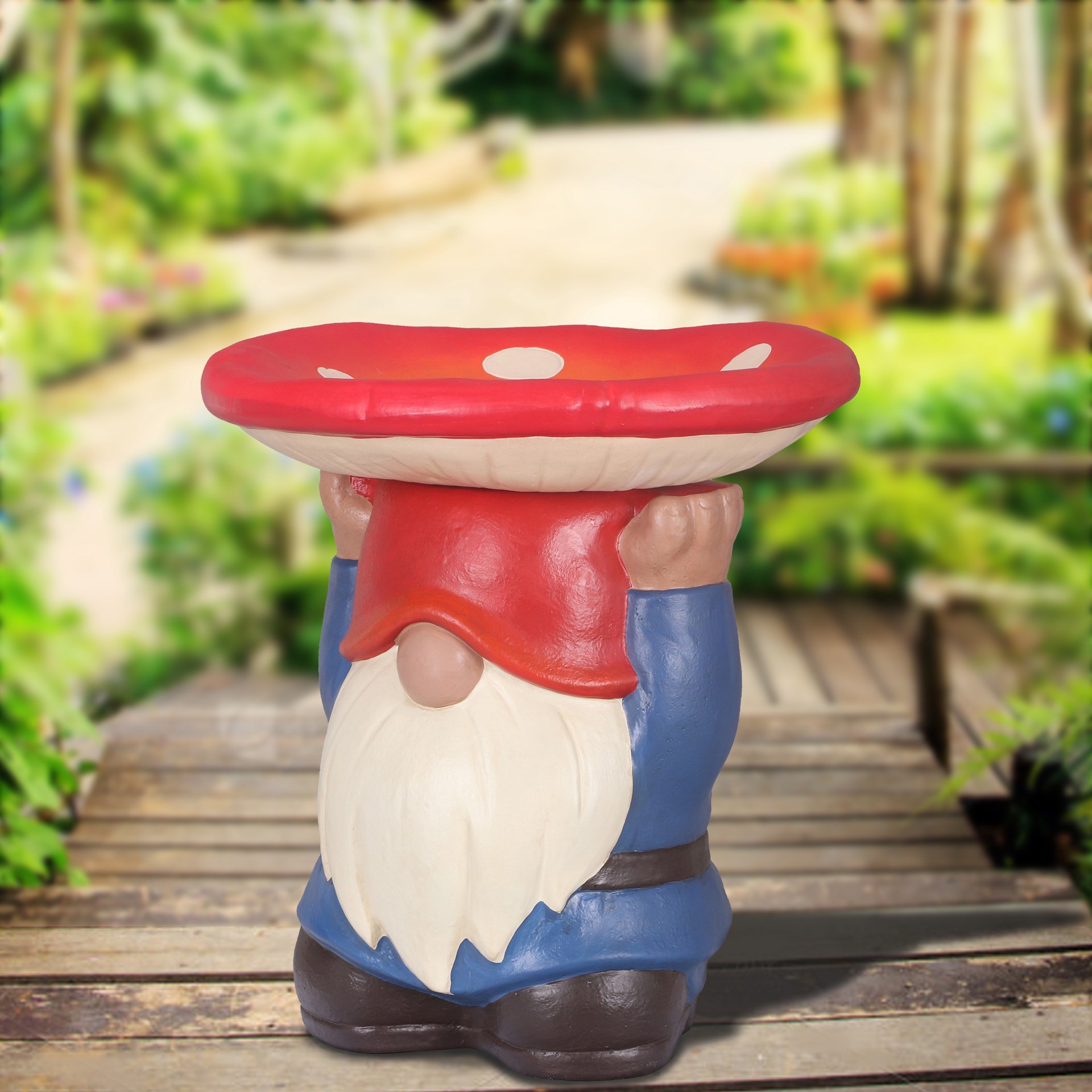 slide 4 of 6, Style Selections 16.13-in H Red Resin Complete birdbath, 1 ct