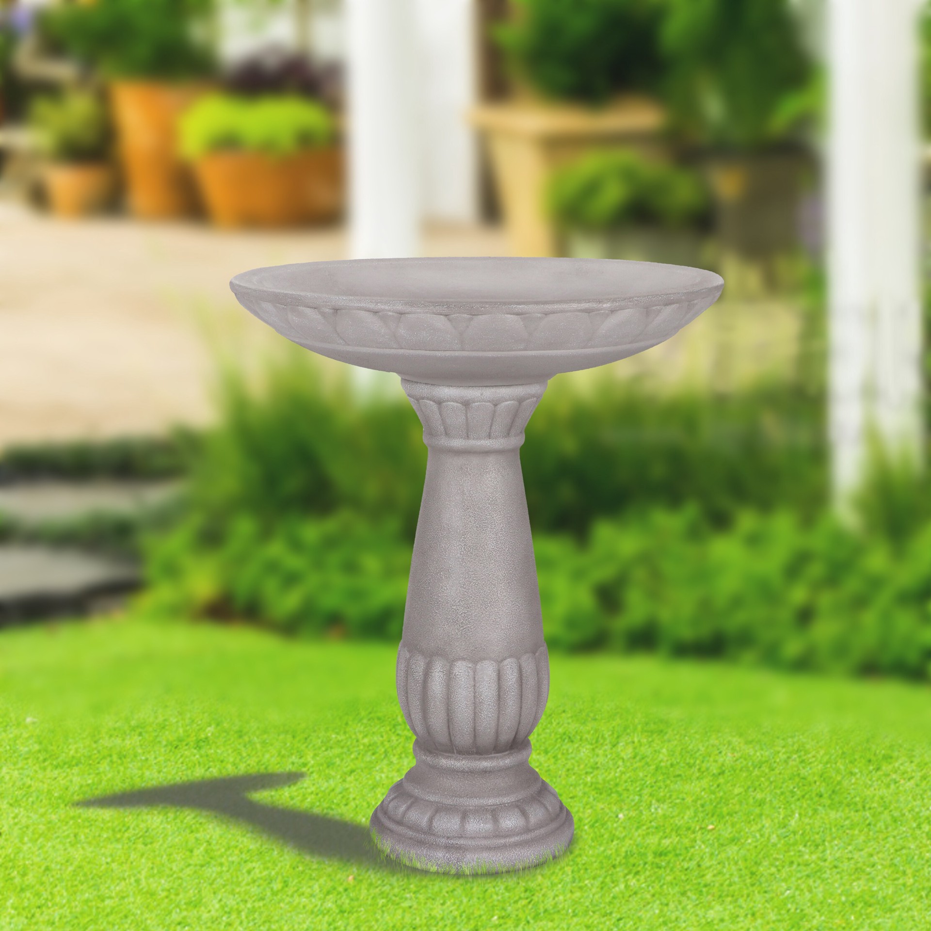slide 4 of 6, Style Selections 25-in H gray Resin Complete birdbath, 1 ct