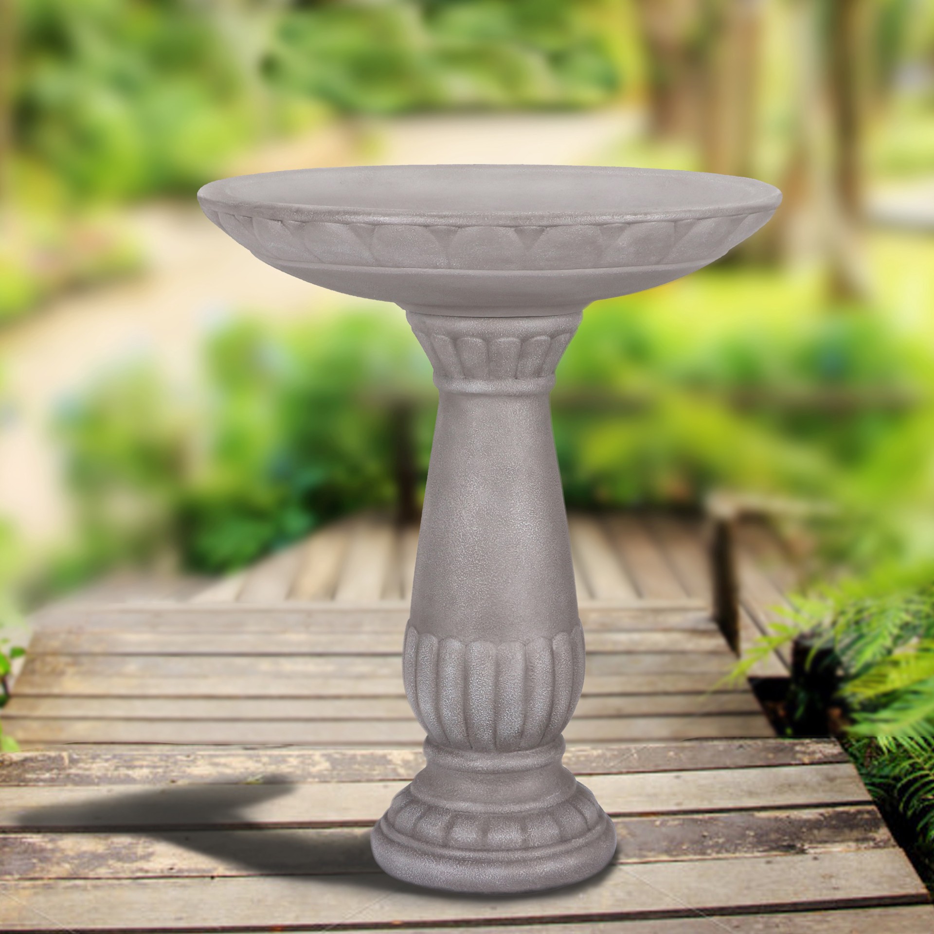 slide 5 of 6, Style Selections 25-in H gray Resin Complete birdbath, 1 ct