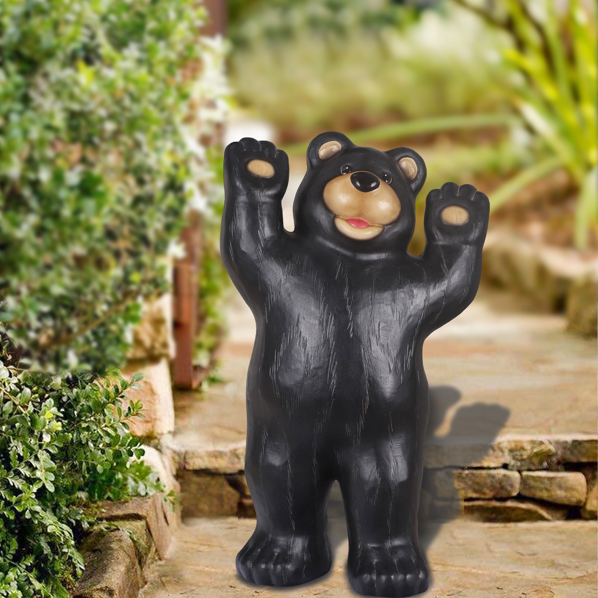 slide 2 of 6, Style Selections 24.5-in H x 14.38-in W Black Bear Garden Statue, 1 ct