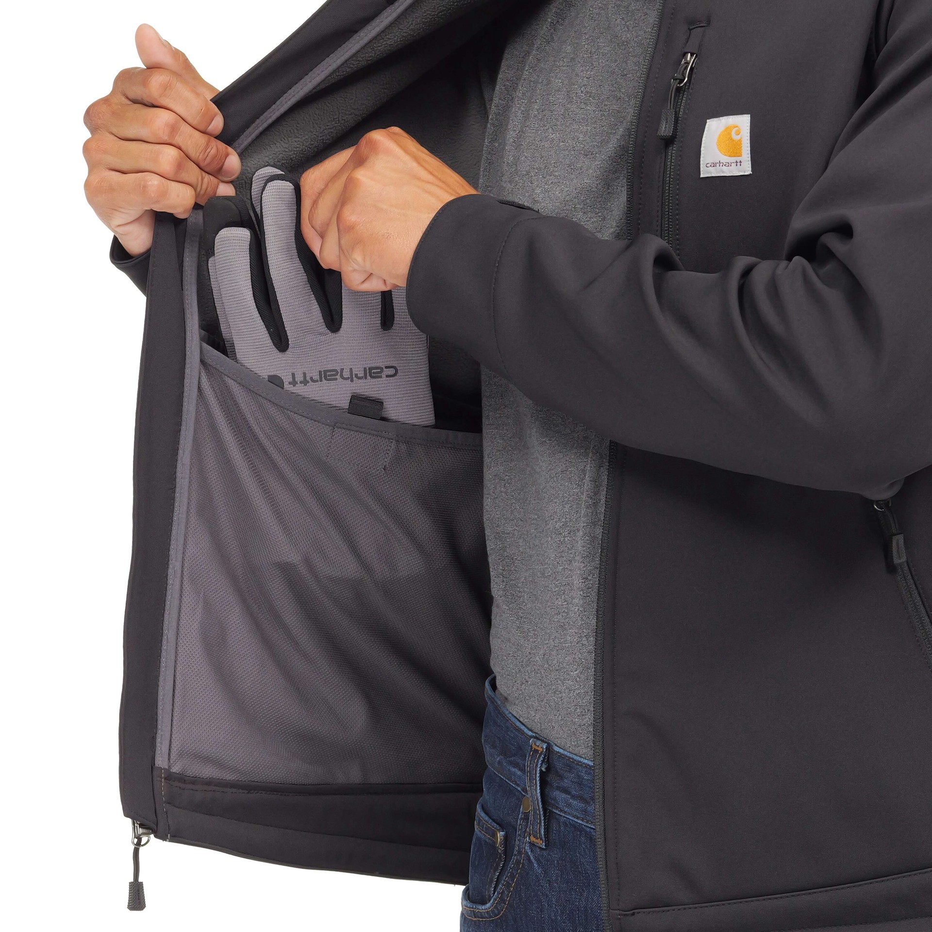 slide 3 of 6, Carhartt Rain Defender Men's Black Fleece Work jacket ( Extra Large ), 1 ct