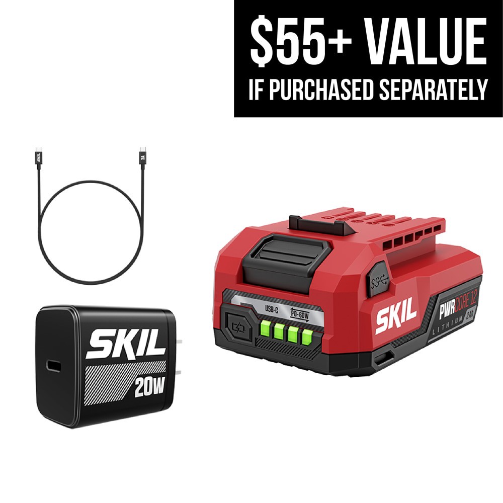 slide 1 of 3, SKIL PWR CORE 12 12 -Volt 1 -Pack Lithium-ion ( 2 Ah Battery and Charger ), 1 ct