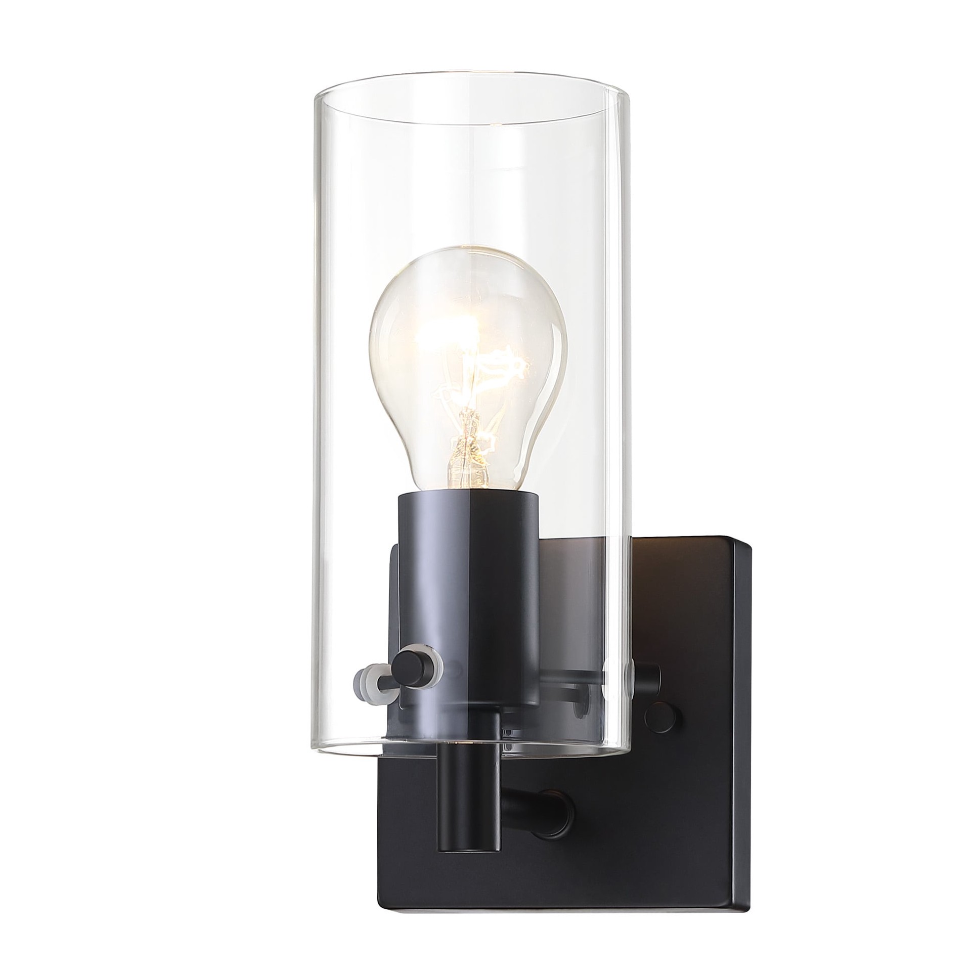 slide 4 of 6, allen + roth Yuma 4.33-in 1 -Light Matte Black Transitional Vanity light, 1 ct