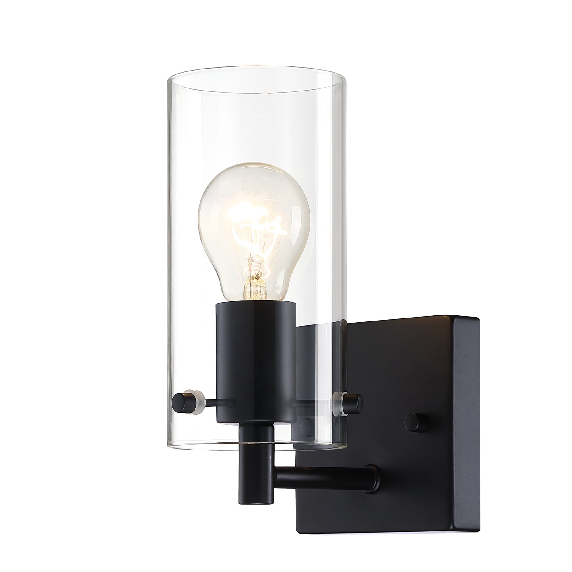 slide 5 of 6, allen + roth Yuma 4.33-in 1 -Light Matte Black Transitional Vanity light, 1 ct