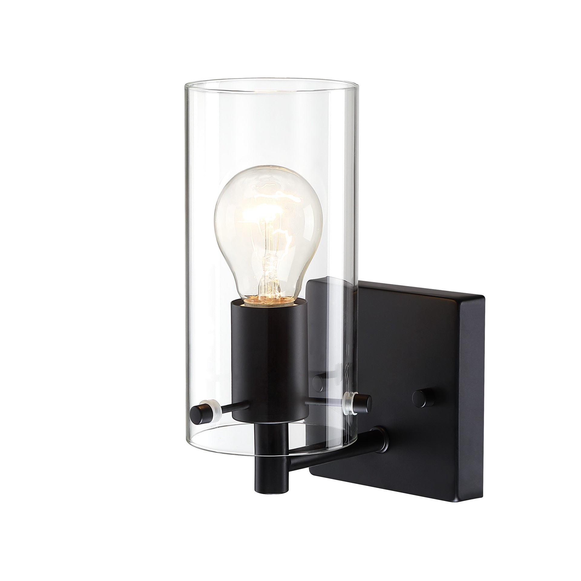 slide 6 of 6, allen + roth Yuma 4.33-in 1 -Light Matte Black Transitional Vanity light, 1 ct