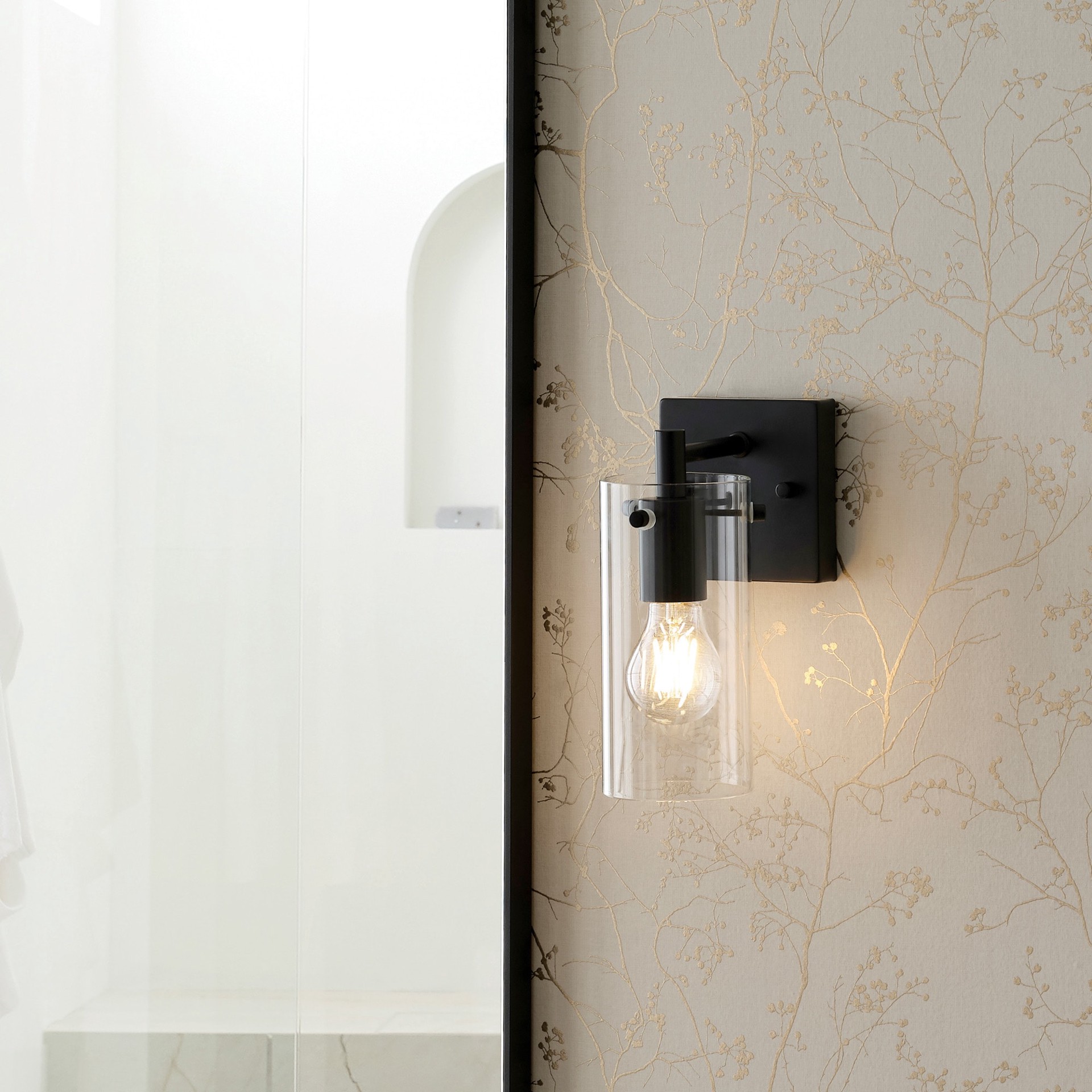 slide 1 of 6, allen + roth Yuma 4.33-in 1 -Light Matte Black Transitional Vanity light, 1 ct