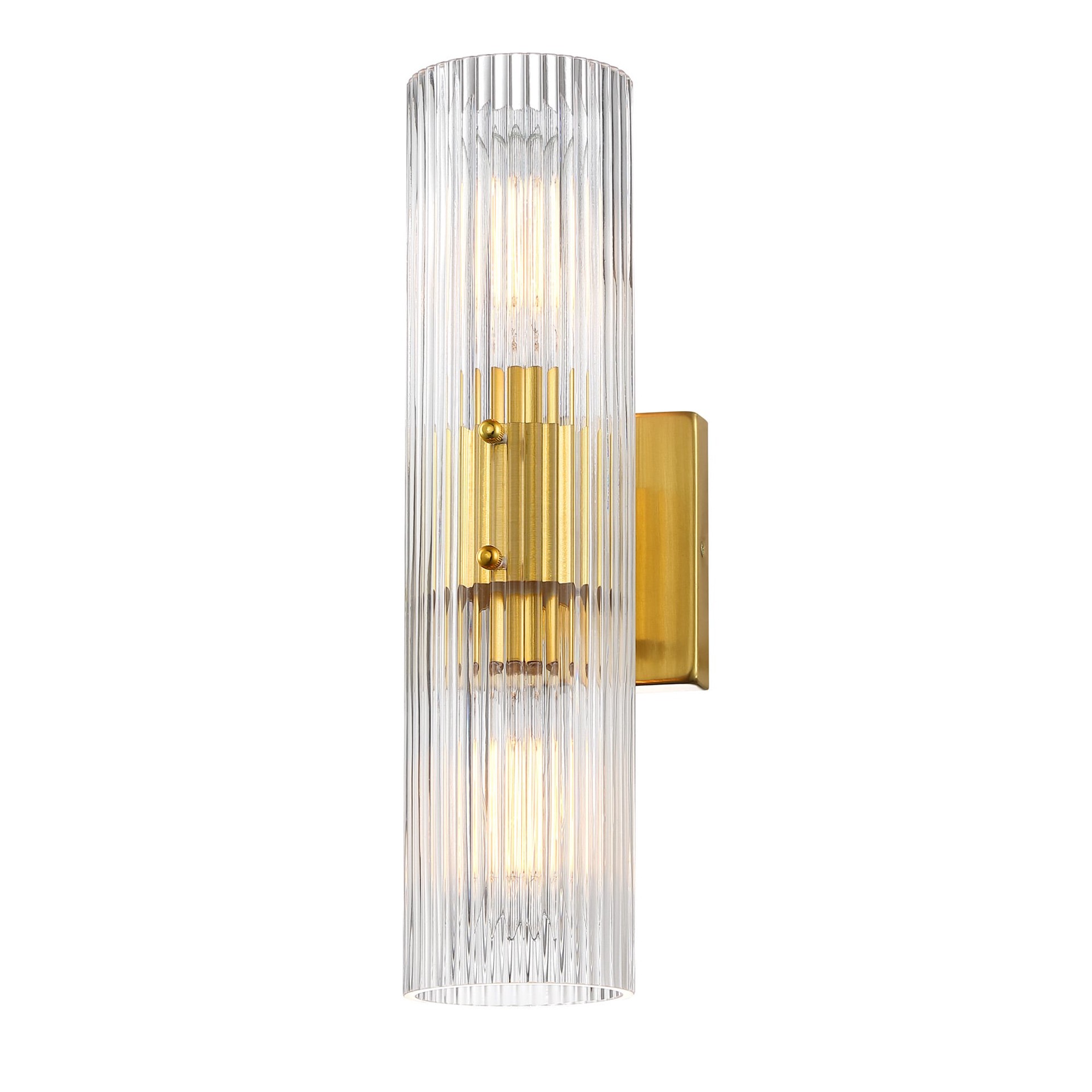 slide 6 of 6, allen + roth Harlan 4.9-in 2 -Light Brushed Gold Transitional Vanity light, 1 ct