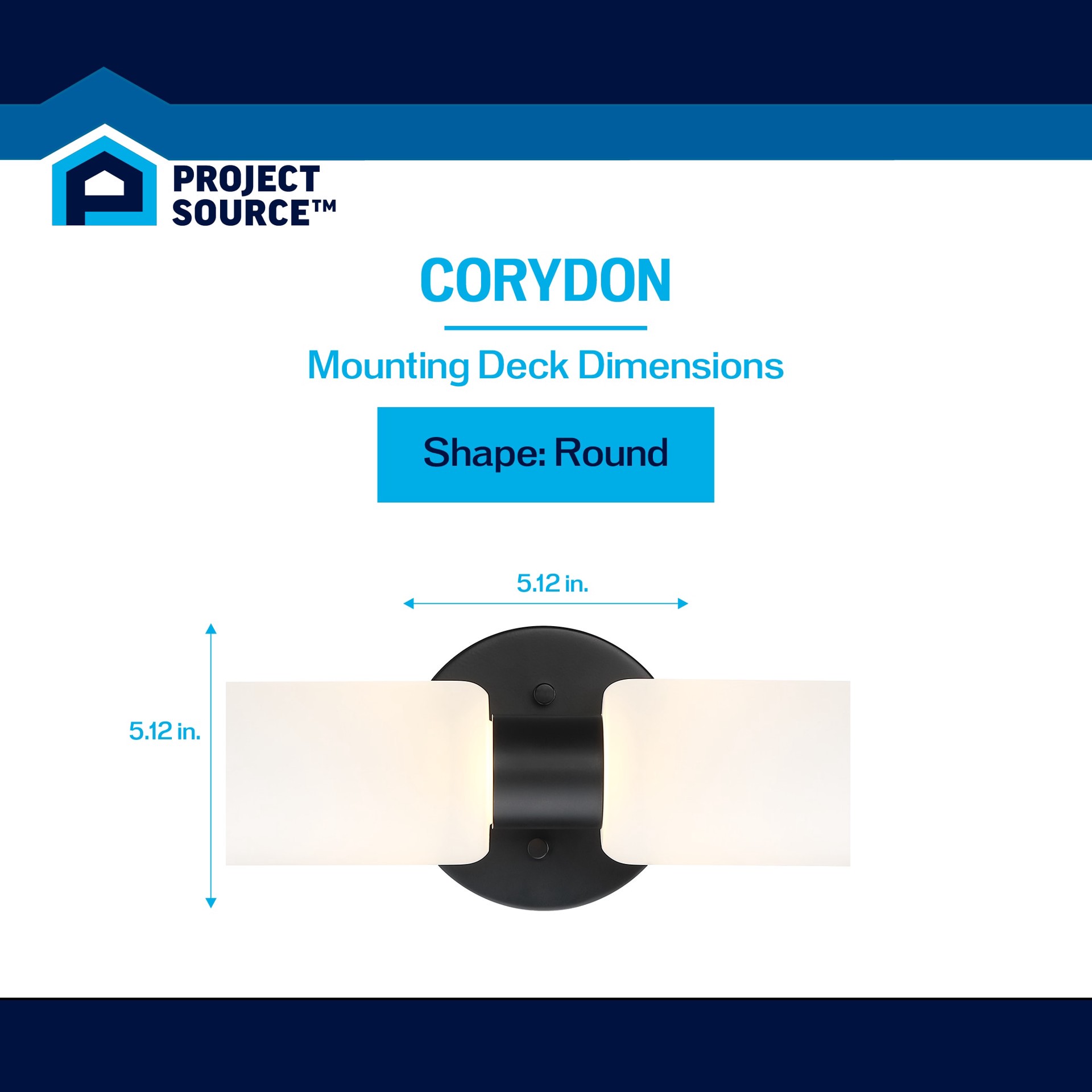 slide 2 of 6, Project Source Corydon 14.6-in 2 -Light Matte Black Integrated LED Traditional Vanity light, 1 ct