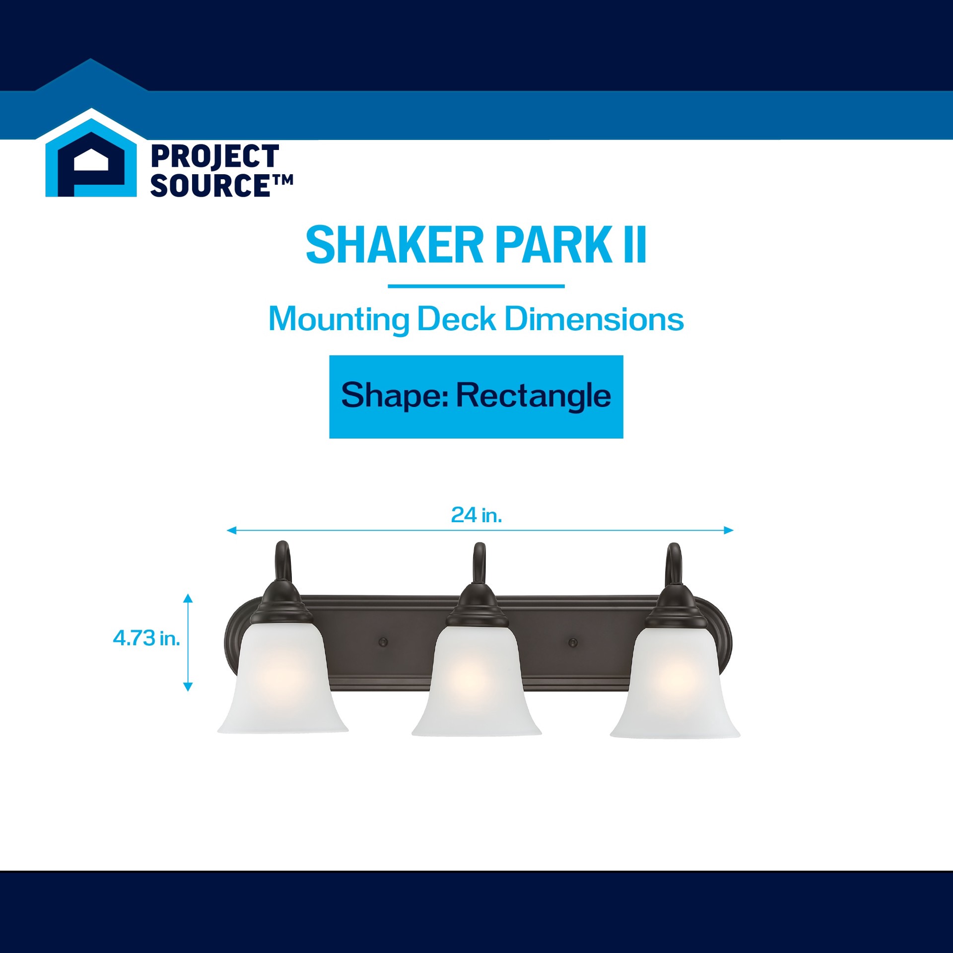 slide 2 of 6, Project Source Shaker Park II 24-in 3 -Light Matte Bronze Traditional Vanity light bar, 1 ct