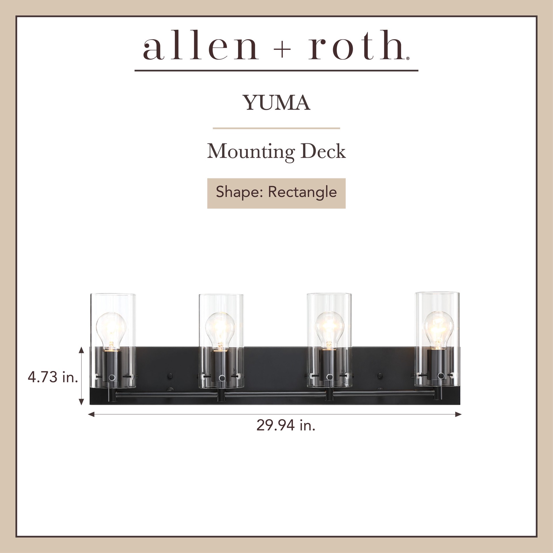 slide 2 of 6, allen + roth Yuma 29.94-in 4 -Light Matte Black Transitional Vanity light bar, 1 ct