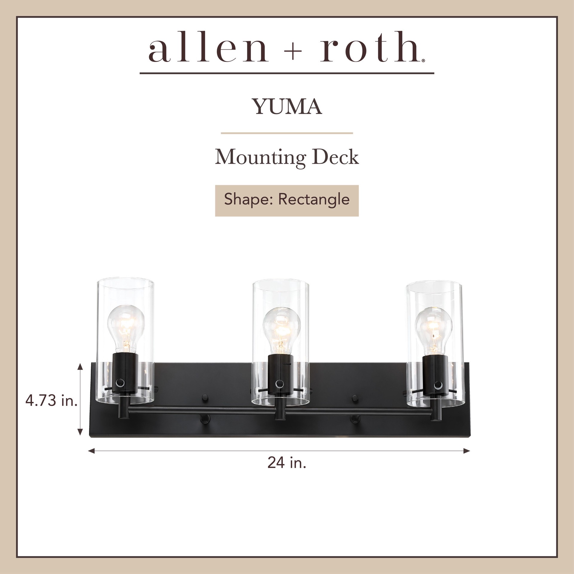 slide 2 of 6, allen + roth Yuma 24-in 3 -Light Matte Black Transitional Vanity light bar, 1 ct