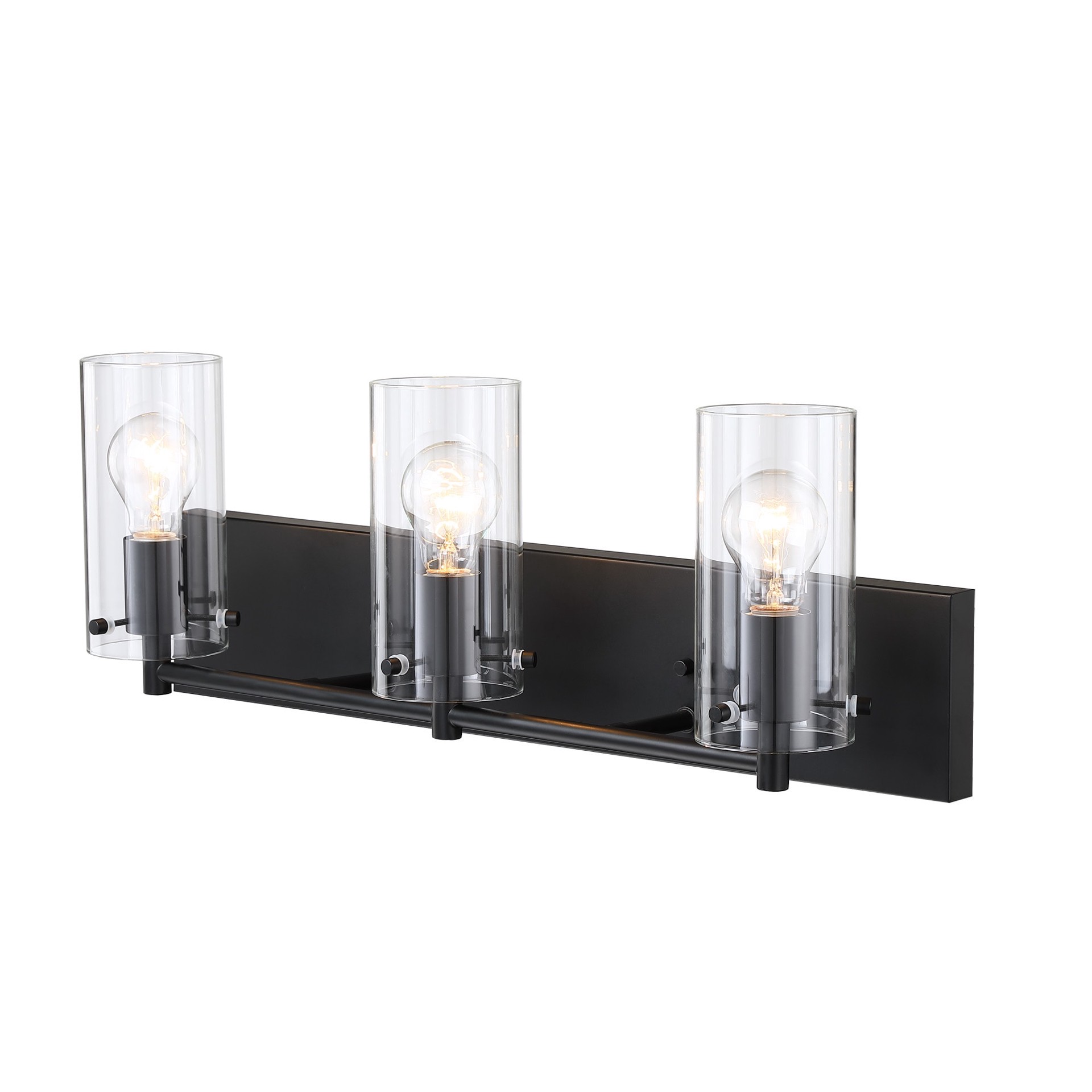 slide 5 of 6, allen + roth Yuma 24-in 3 -Light Matte Black Transitional Vanity light bar, 1 ct