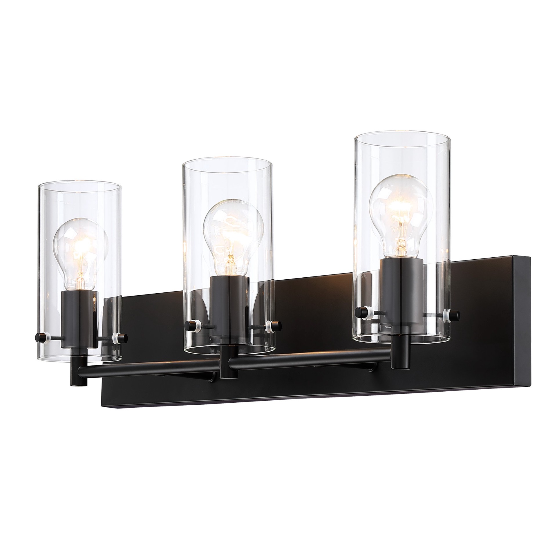 slide 6 of 6, allen + roth Yuma 24-in 3 -Light Matte Black Transitional Vanity light bar, 1 ct