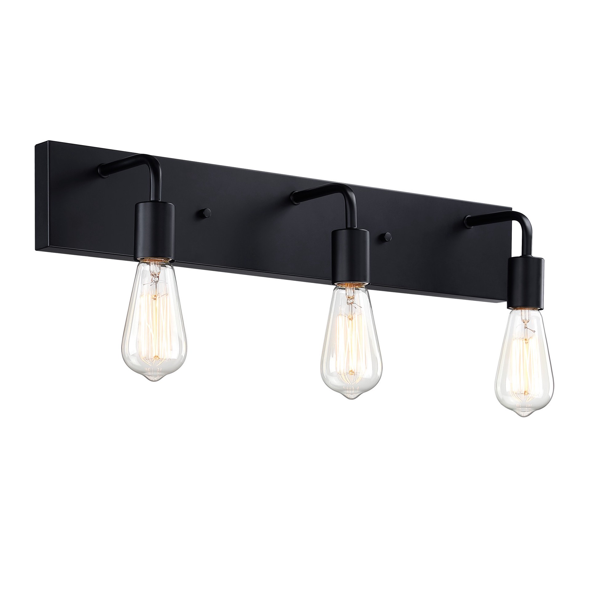 slide 6 of 6, Project Source Lansing 24-in 3 -Light Matte Black Traditional Vanity light bar, 1 ct