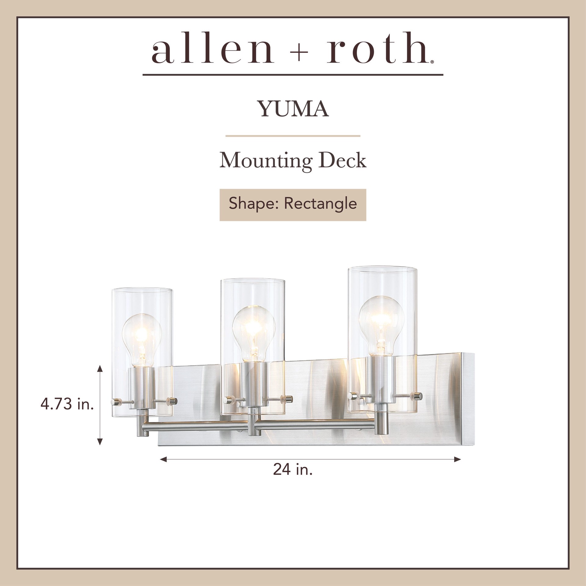 slide 2 of 6, allen + roth Yuma 24-in 3 -Light Brushed Nickel Vintage Vanity light bar, 1 ct