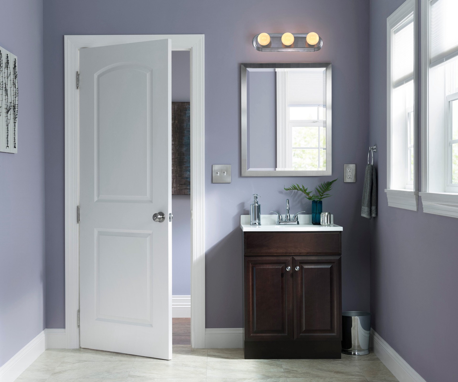 slide 2 of 6, Project Source Manistee 18-in 3 -Light Brushed Nickel Traditional Vanity light bar, 1 ct