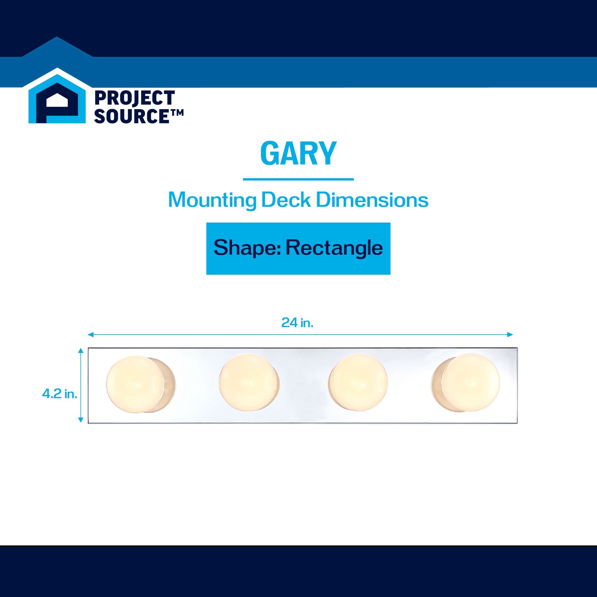 slide 2 of 6, Project Source Gary 24-in 4 -Light Polished Chrome Traditional Vanity light bar, 1 ct