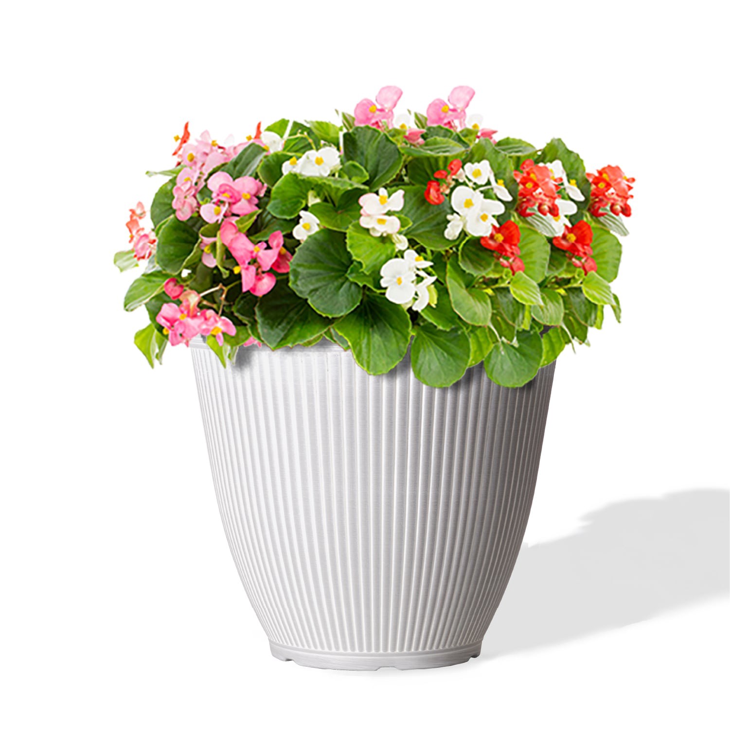 slide 2 of 6, Style Selections Round 11.26-in W x 11.26-in L Off-white Recycled plastic Indoor/Outdoor Planter, 1 ct