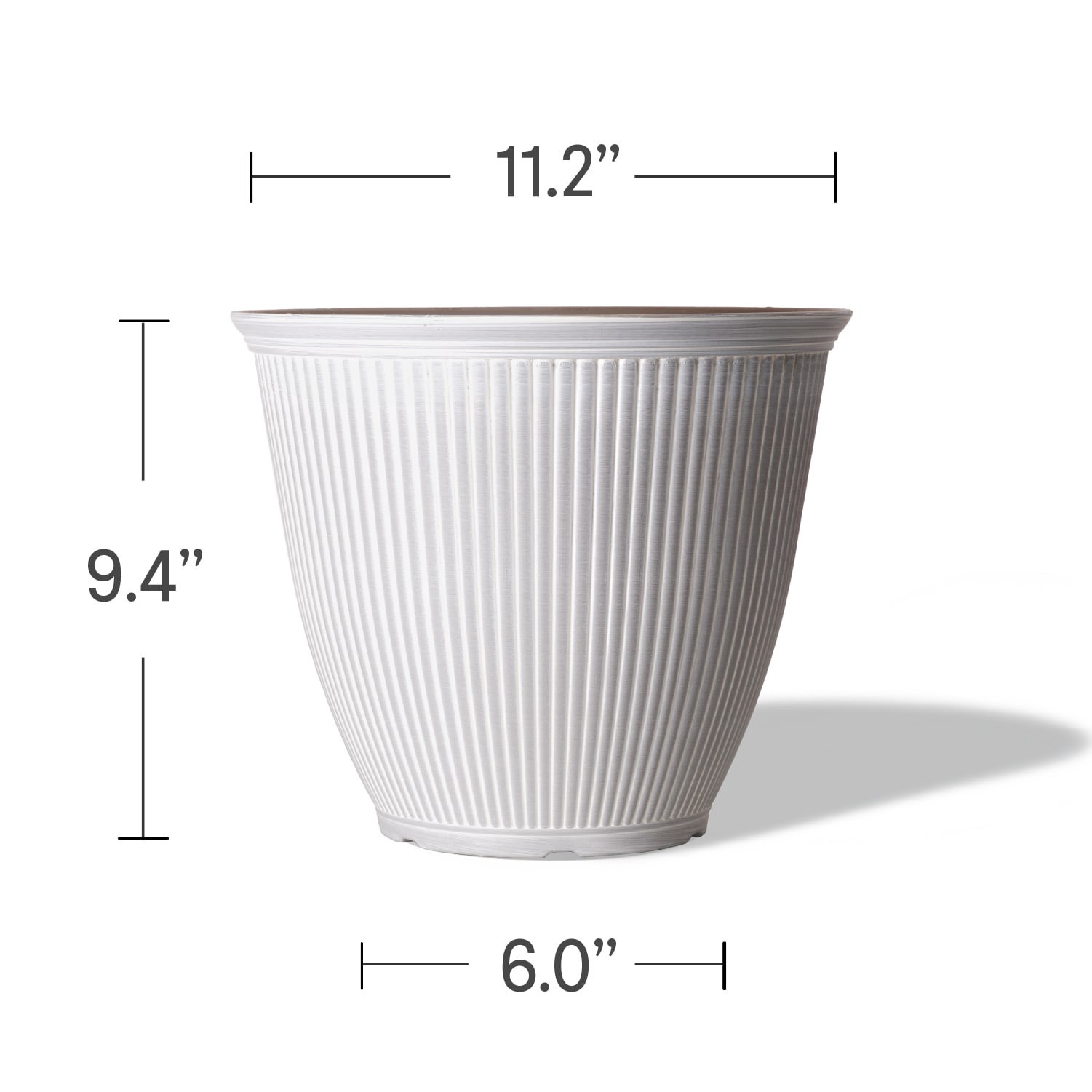 slide 3 of 6, Style Selections Round 11.26-in W x 11.26-in L Off-white Recycled plastic Indoor/Outdoor Planter, 1 ct