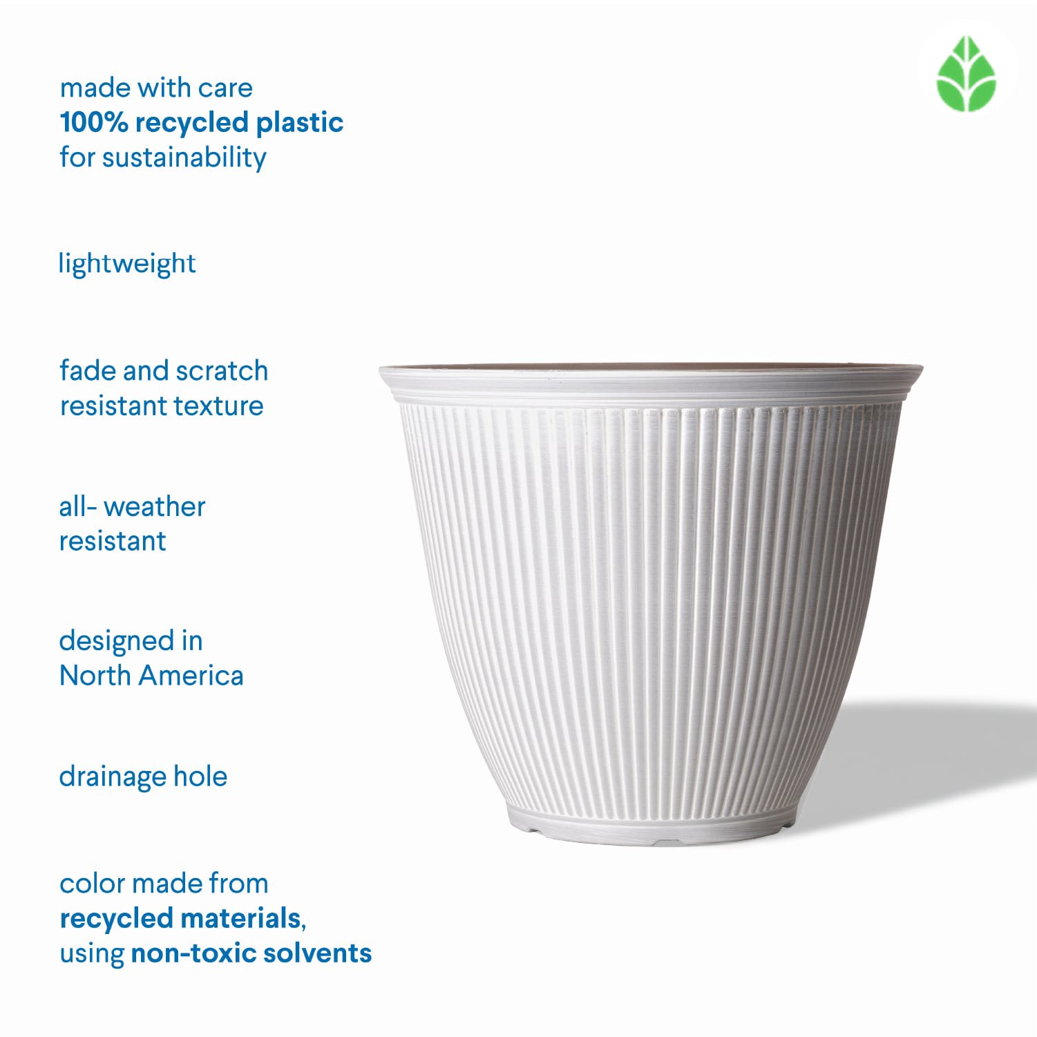 slide 5 of 6, Style Selections Round 11.26-in W x 11.26-in L Off-white Recycled plastic Indoor/Outdoor Planter, 1 ct