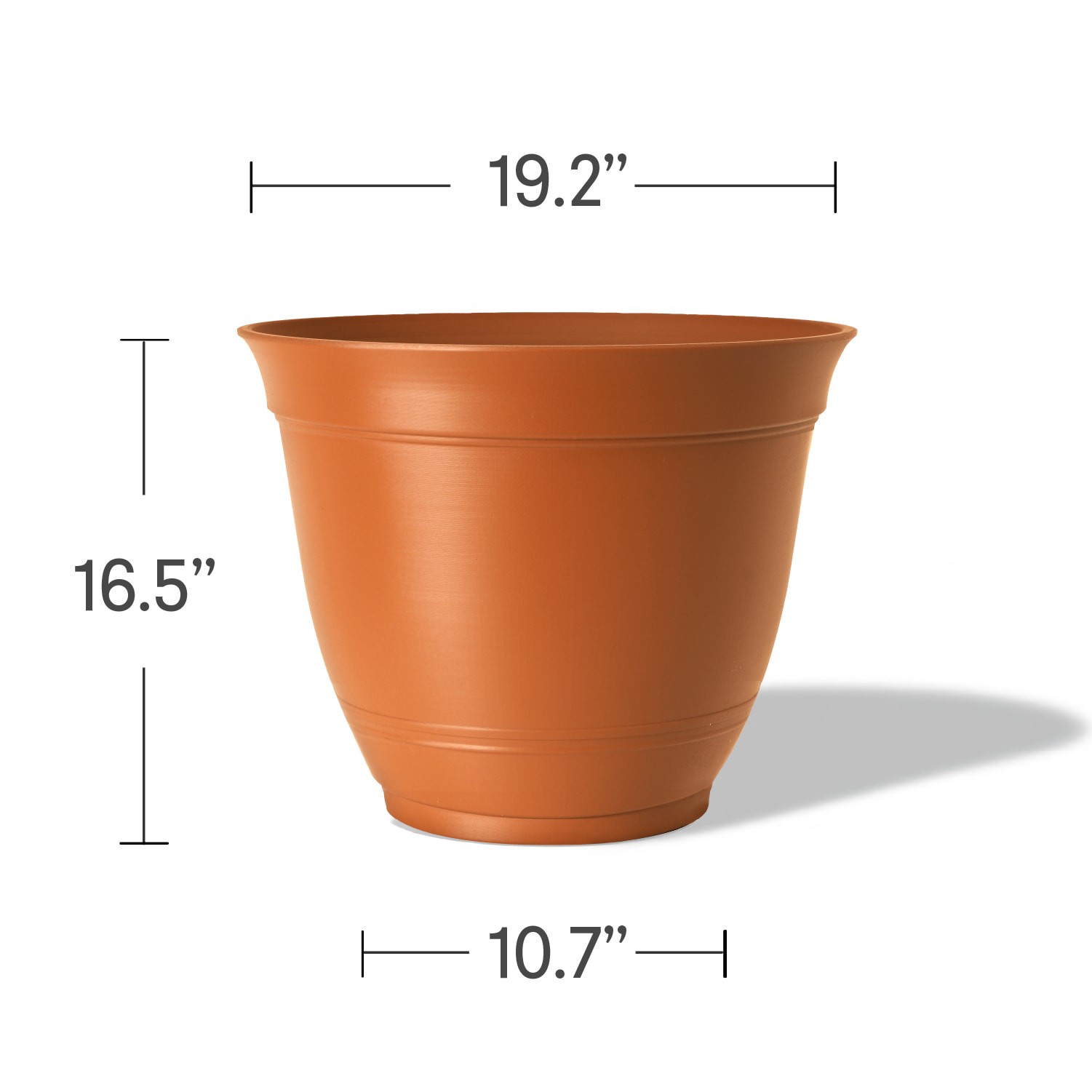 slide 3 of 6, Style Selections Round 19.21-in W x 19.21-in L Orange Recycled plastic Indoor/Outdoor Planter, 1 ct