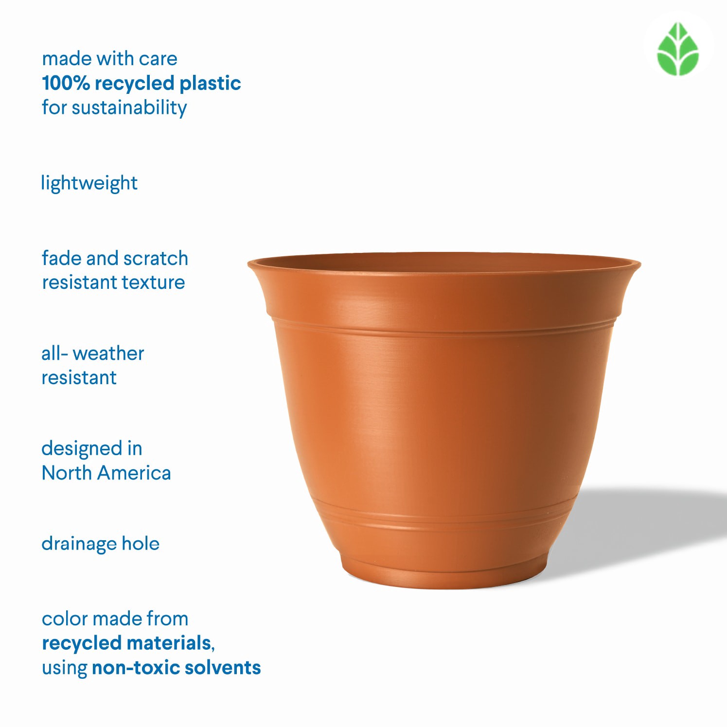 slide 6 of 6, Style Selections Round 19.21-in W x 19.21-in L Orange Recycled plastic Indoor/Outdoor Planter, 1 ct