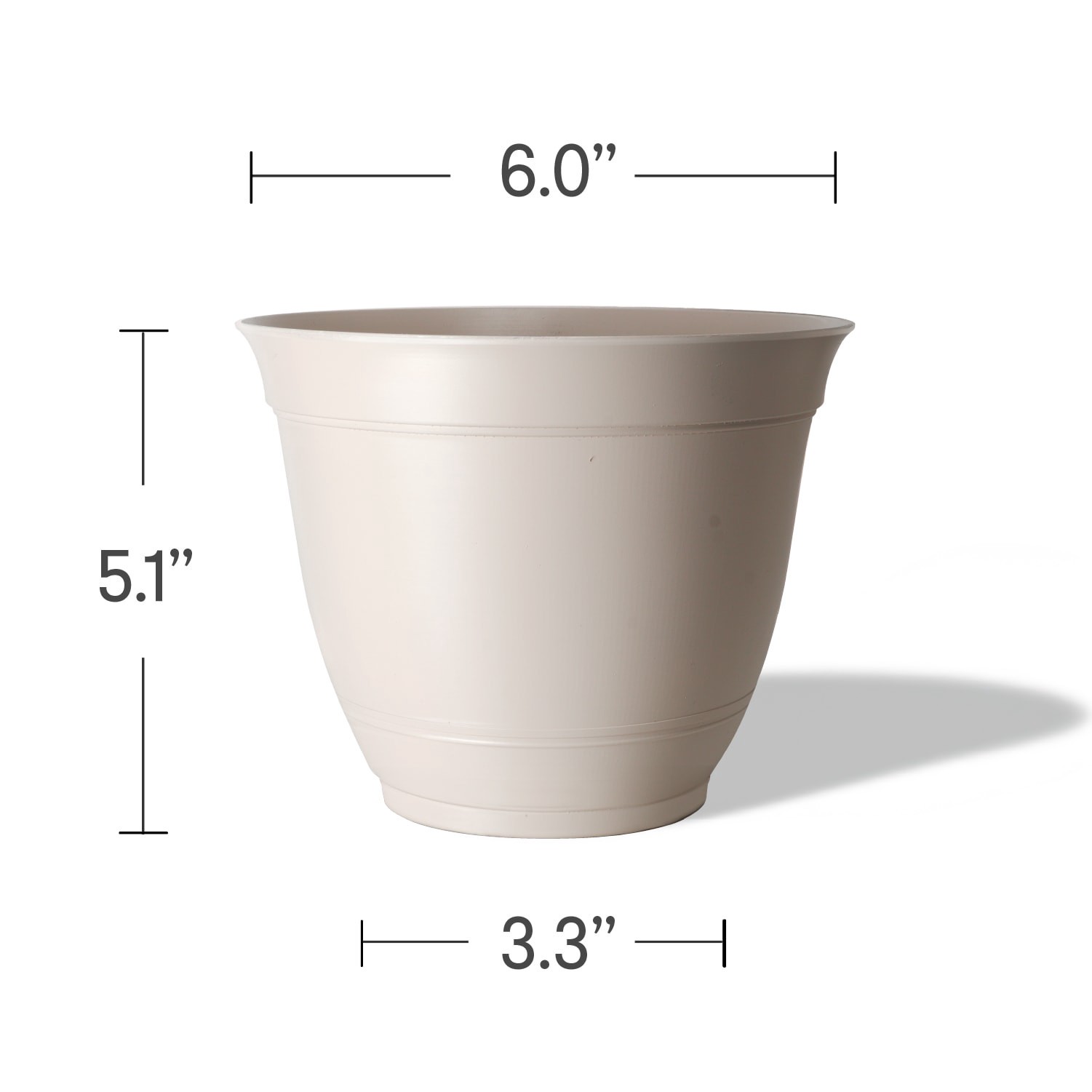 slide 3 of 6, Style Selections Round 6.02-in W x 6.02-in L Off-white Recycled plastic Indoor/Outdoor Planter, 1 ct
