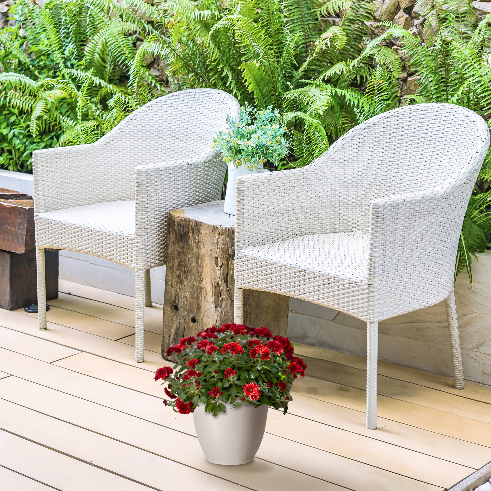 slide 5 of 6, Style Selections Round 6.02-in W x 6.02-in L Off-white Recycled plastic Indoor/Outdoor Planter, 1 ct